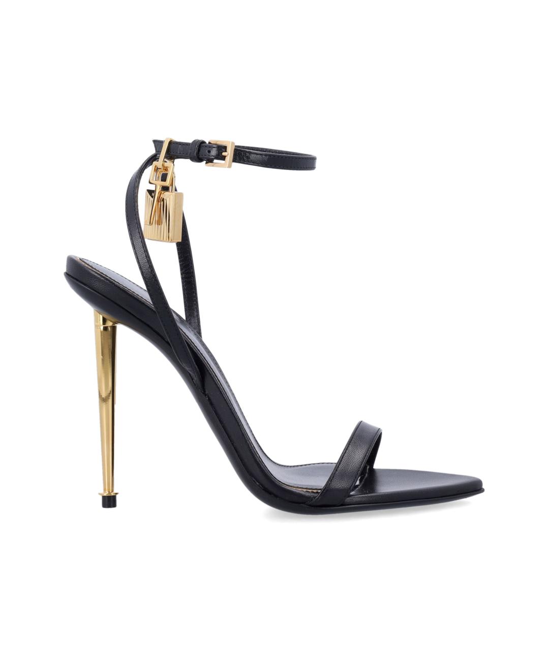 TOM FORD Черные кожаные босоножки, фото 1