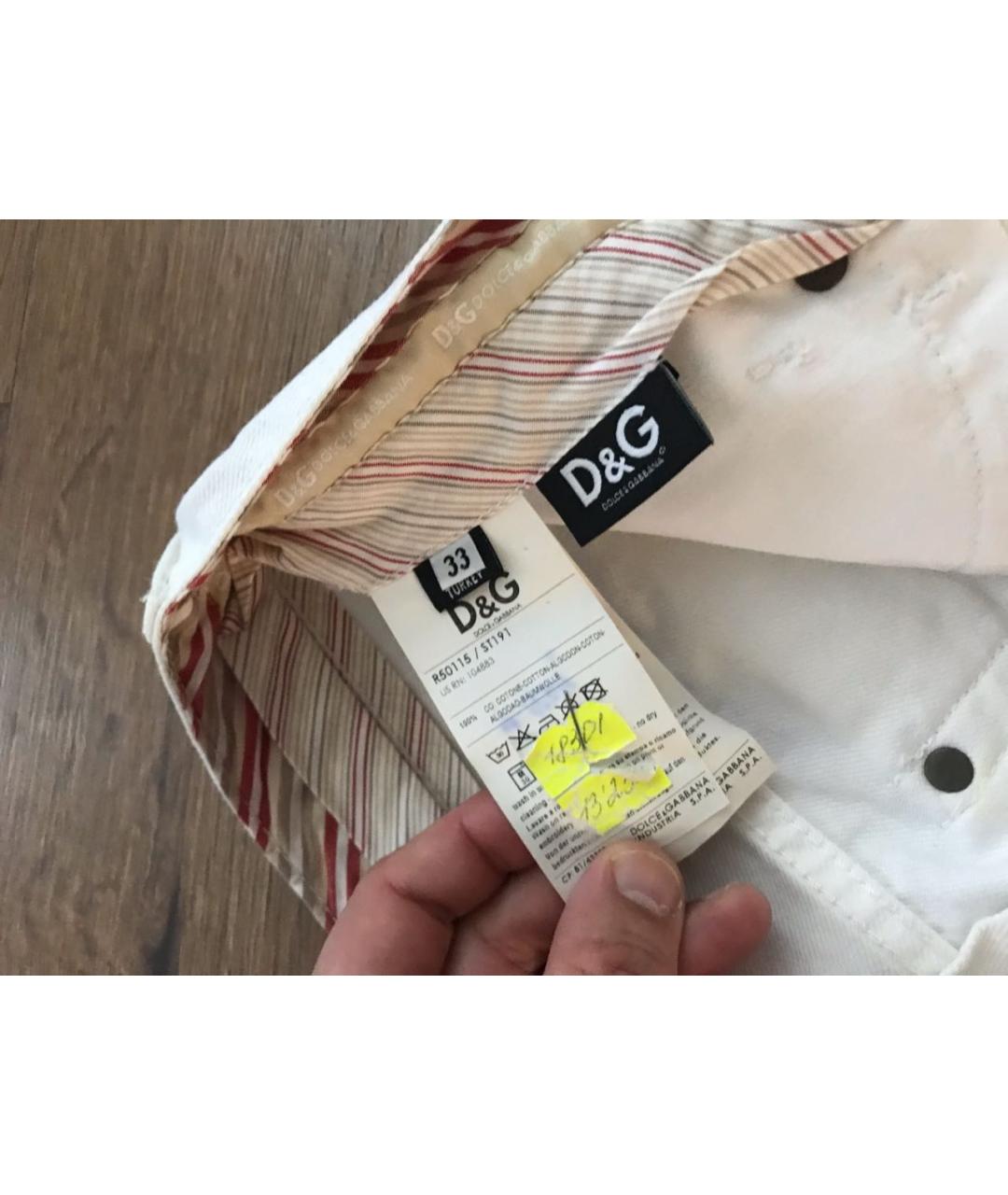 DOLCE&GABBANA Белые хлопковые прямые джинсы, фото 3