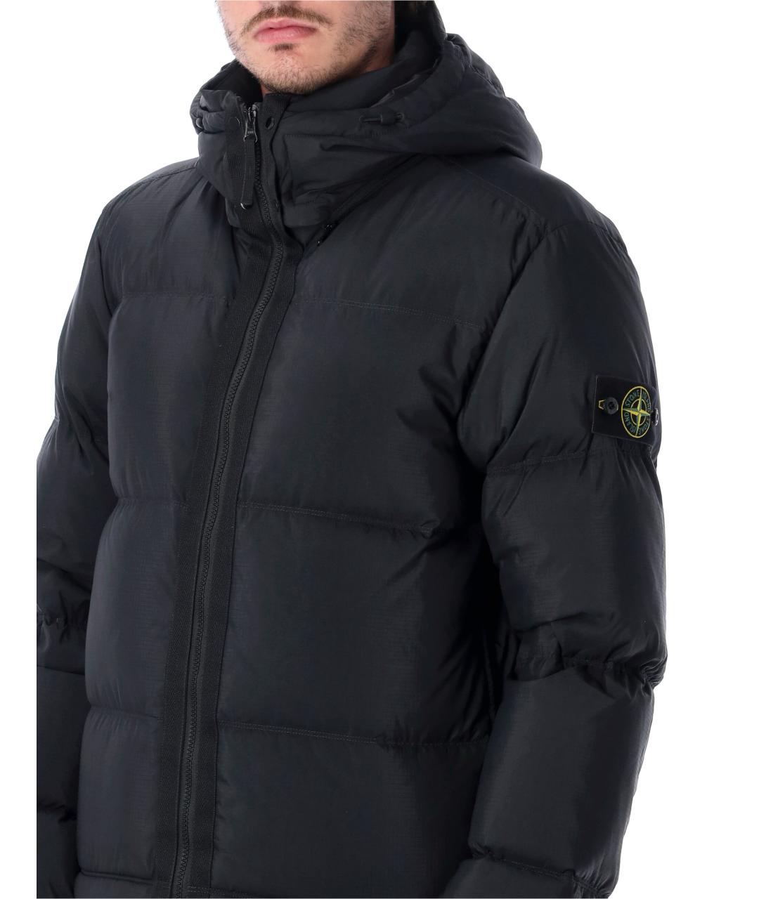 STONE ISLAND Черный полиамидовый пуховик, фото 3