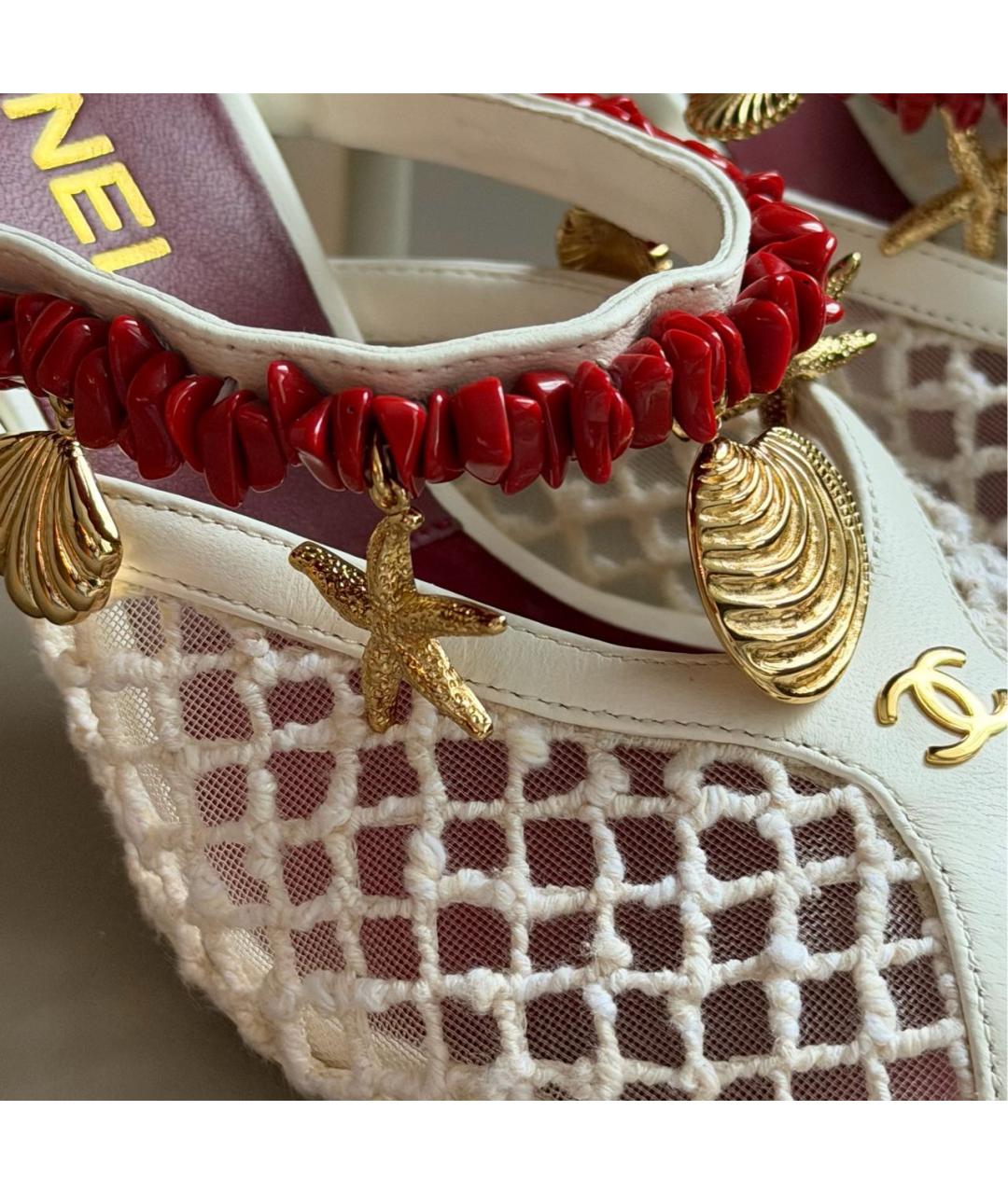 CHANEL Белые кожаные босоножки, фото 7