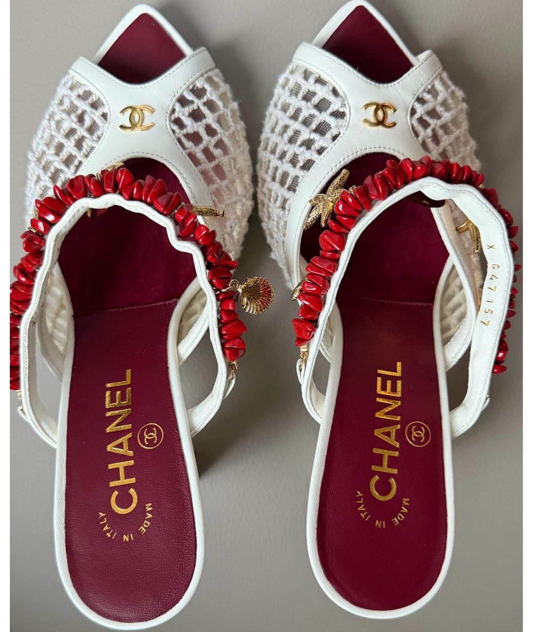 CHANEL Белые кожаные босоножки, фото 3