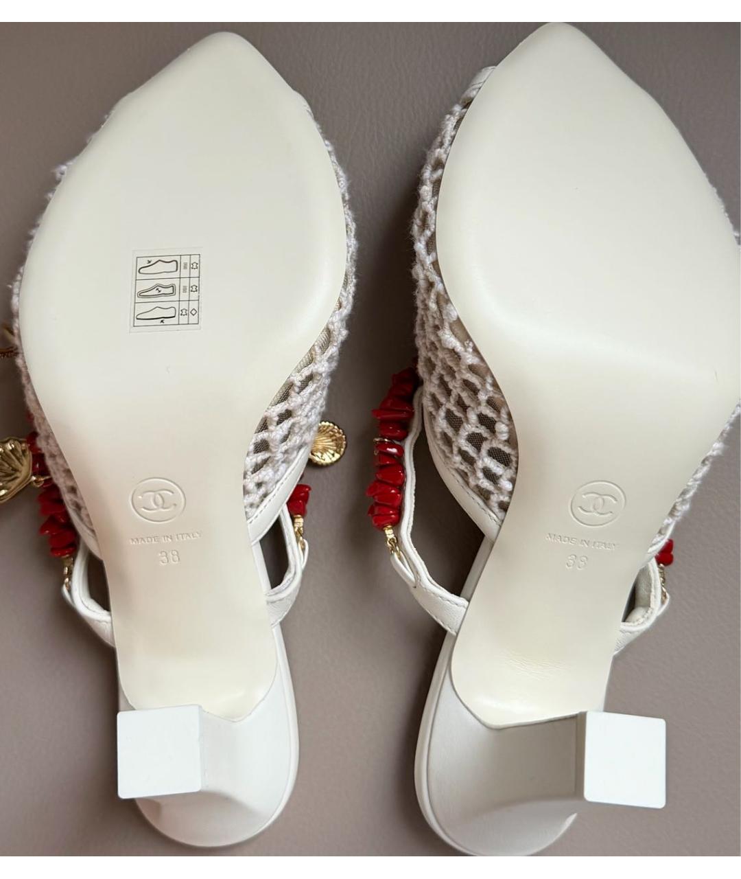 CHANEL Белые кожаные босоножки, фото 5