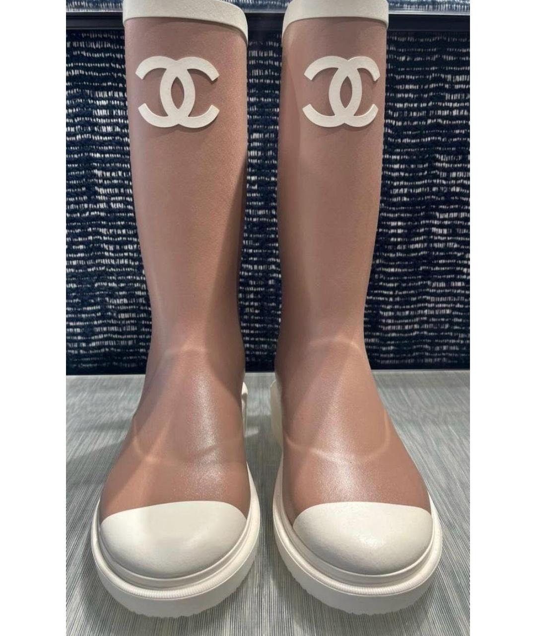 CHANEL Бежевые резиновые сапоги, фото 3