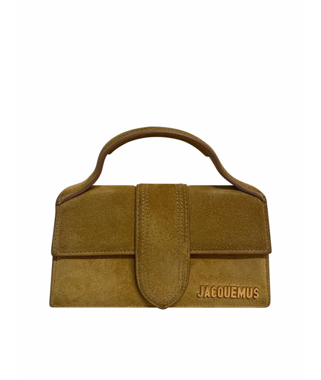JACQUEMUS Горчичная замшевая сумка с короткими ручками, фото 1