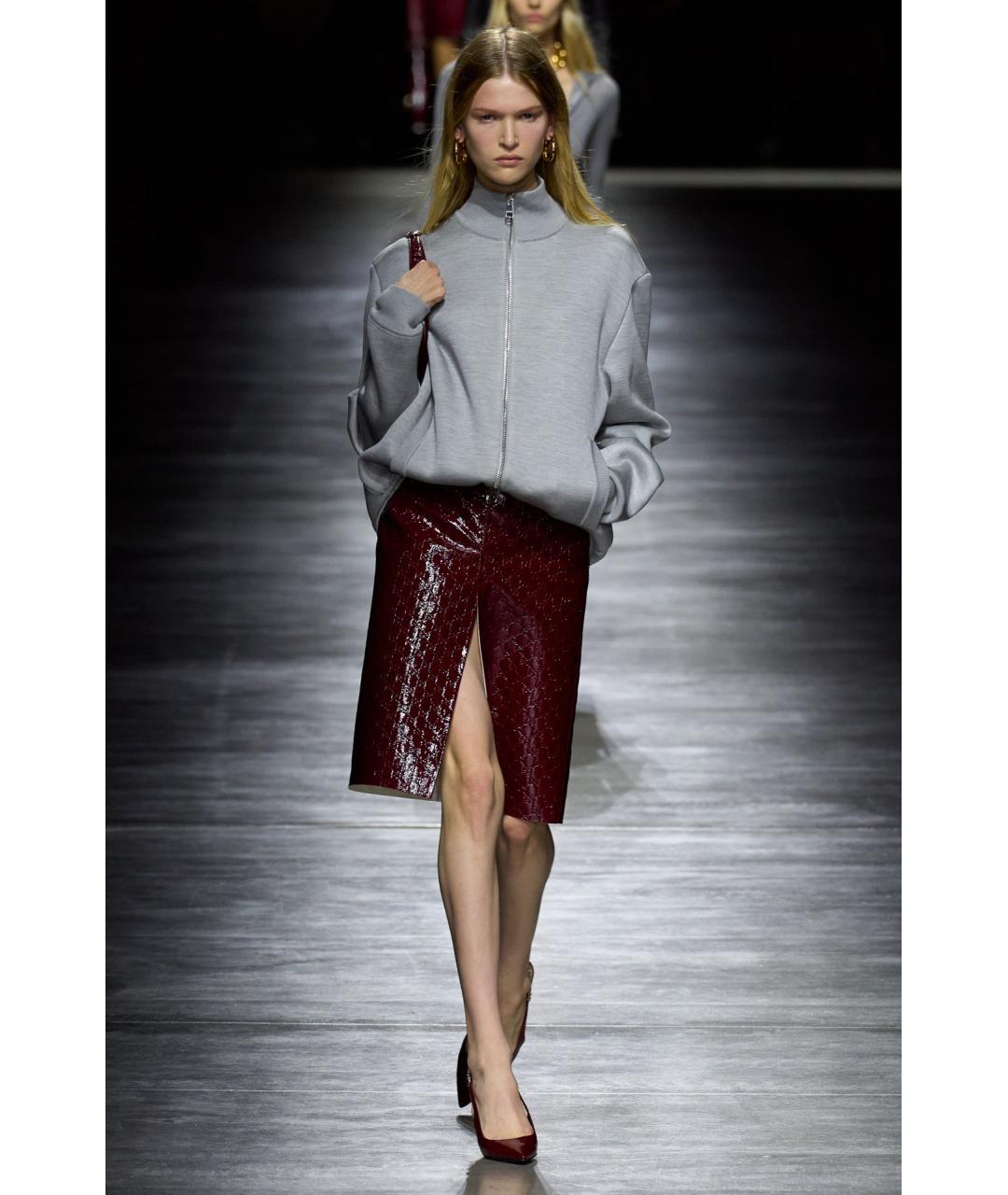 GUCCI Красная кожаная юбка миди, фото 9