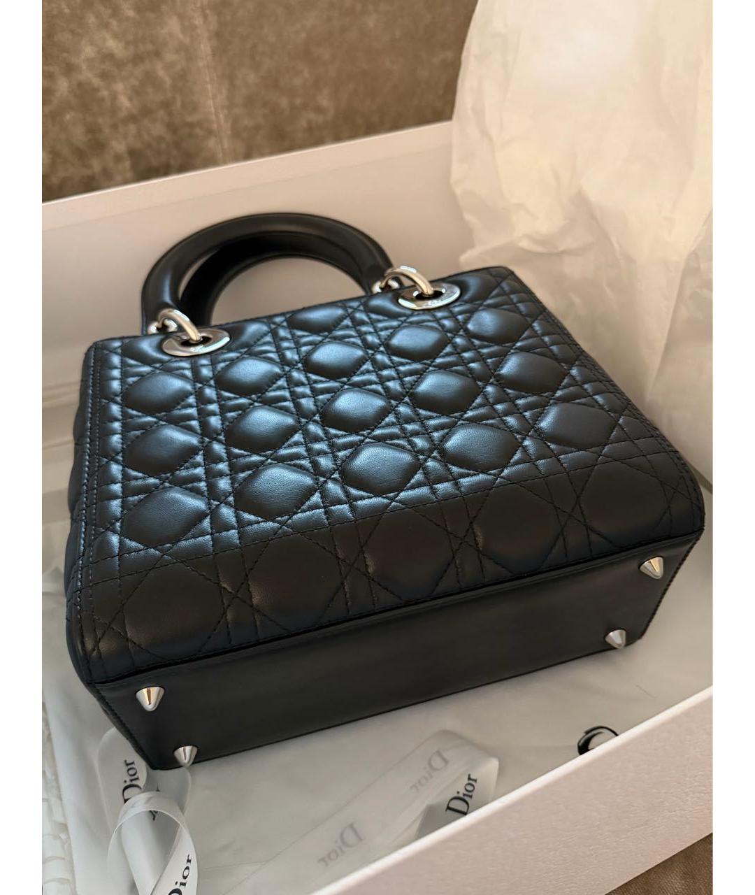 CHRISTIAN DIOR Черная кожаная сумка с короткими ручками, фото 5