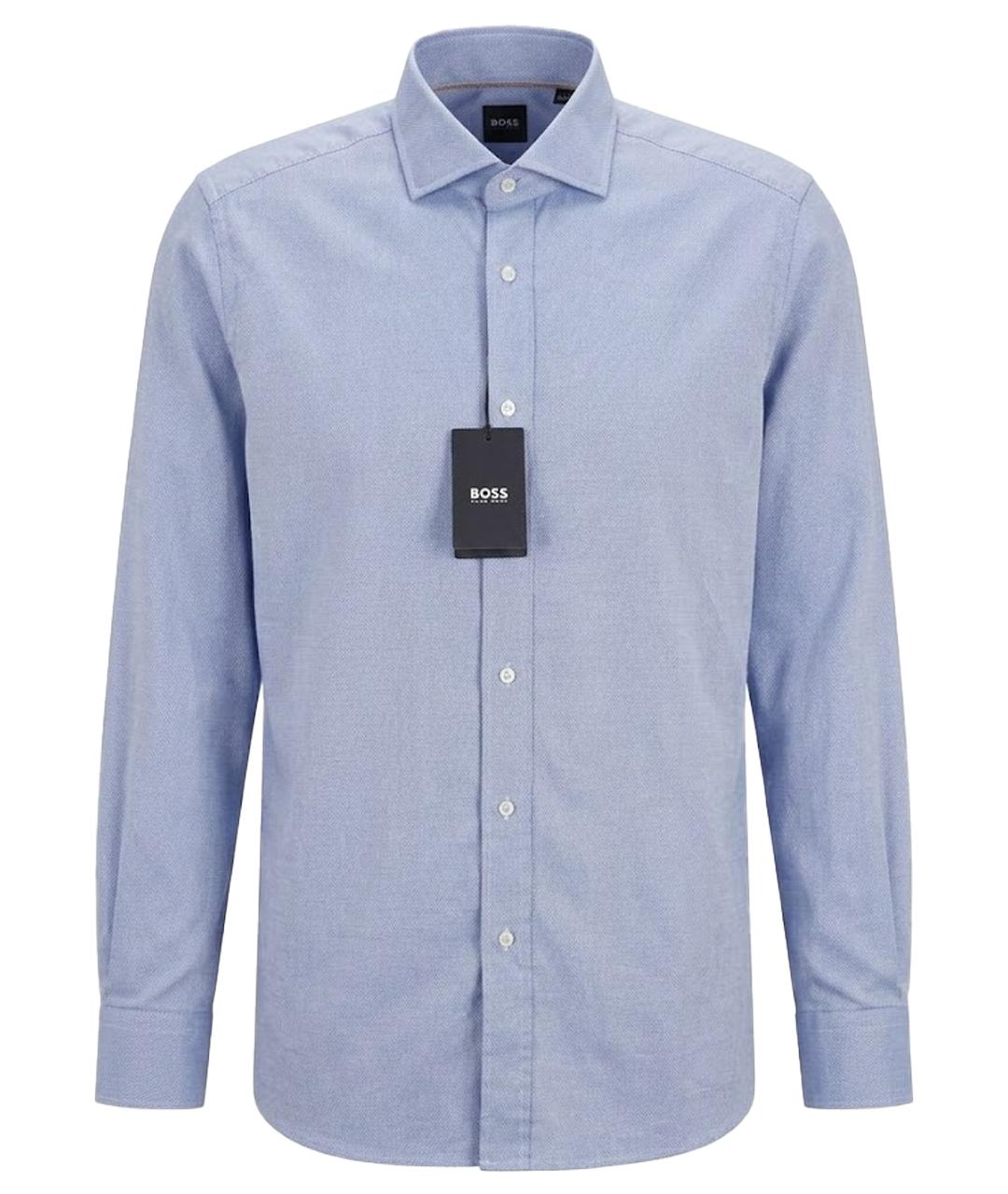 HUGO BOSS Голубая хлопковая классическая рубашка, фото 1