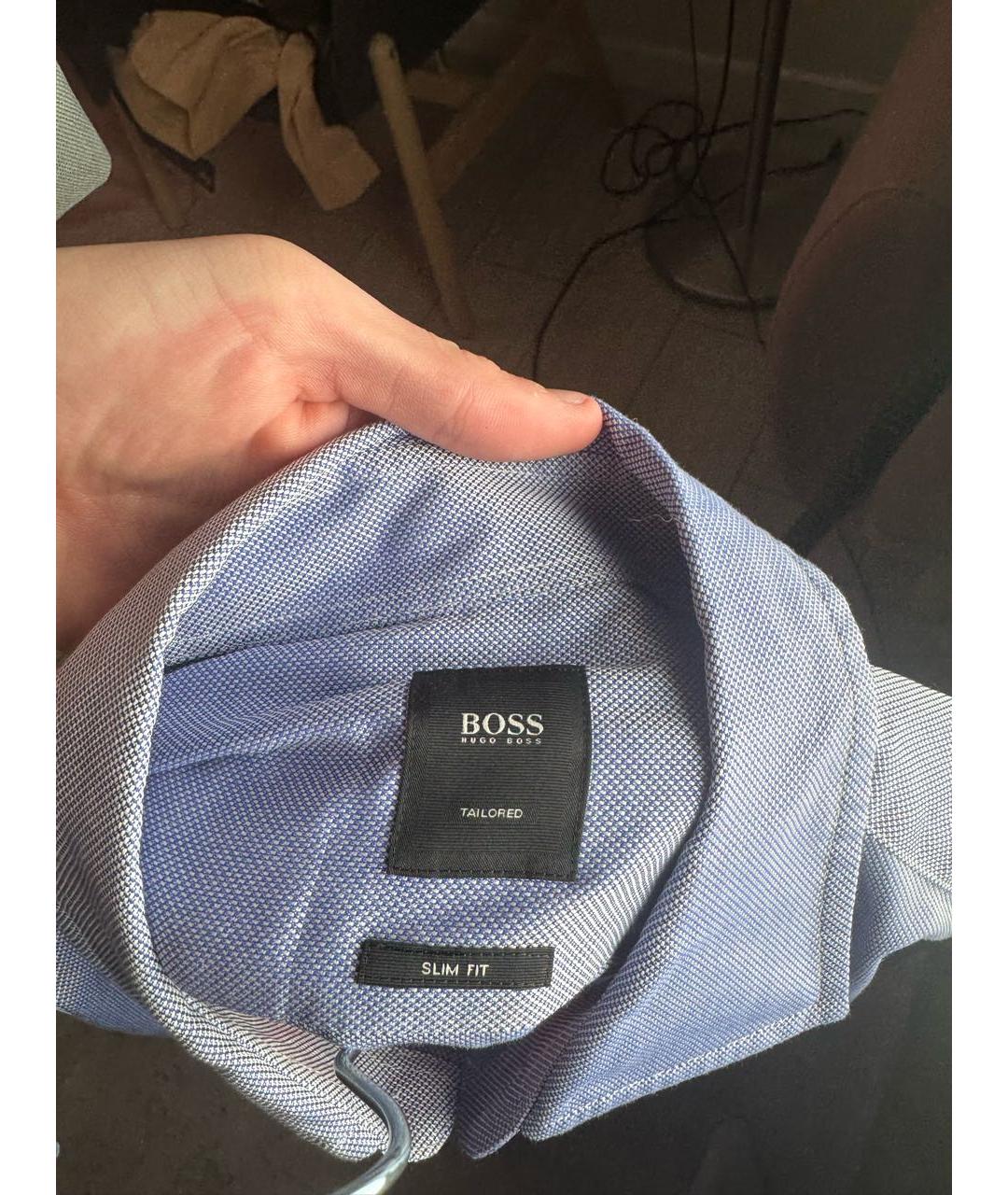 HUGO BOSS Голубая хлопковая классическая рубашка, фото 3