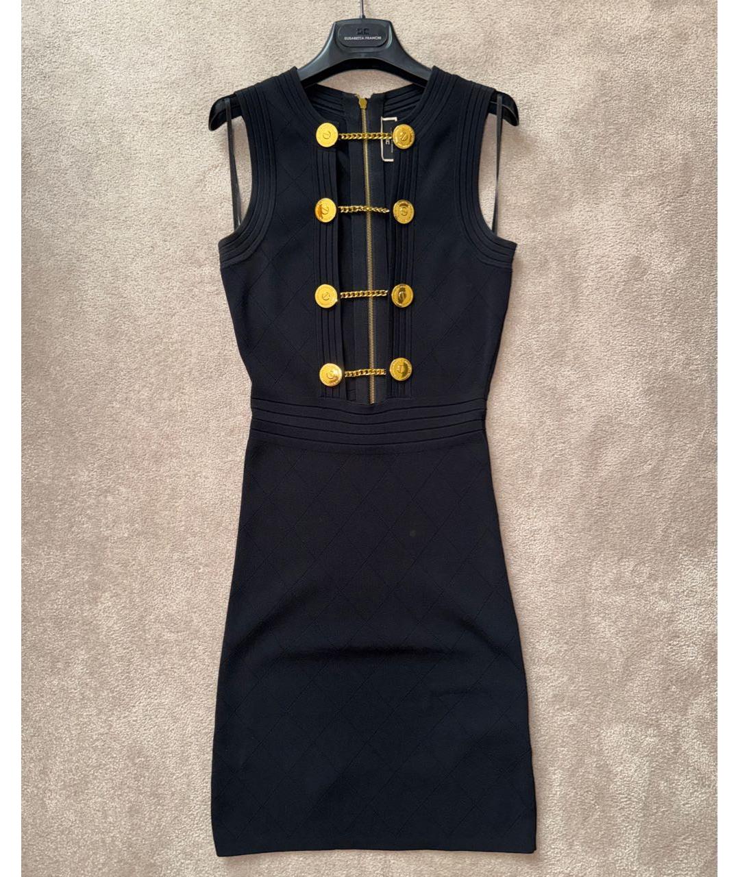 ELISABETTA FRANCHI Черное хлопковое коктейльное платье, фото 6
