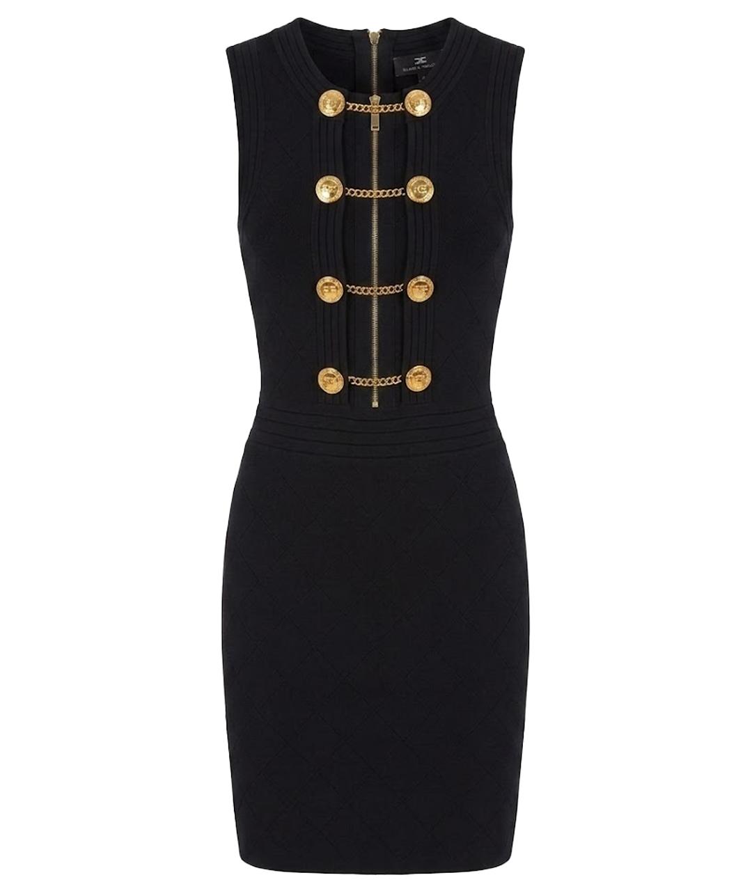 ELISABETTA FRANCHI Черное хлопковое коктейльное платье, фото 1