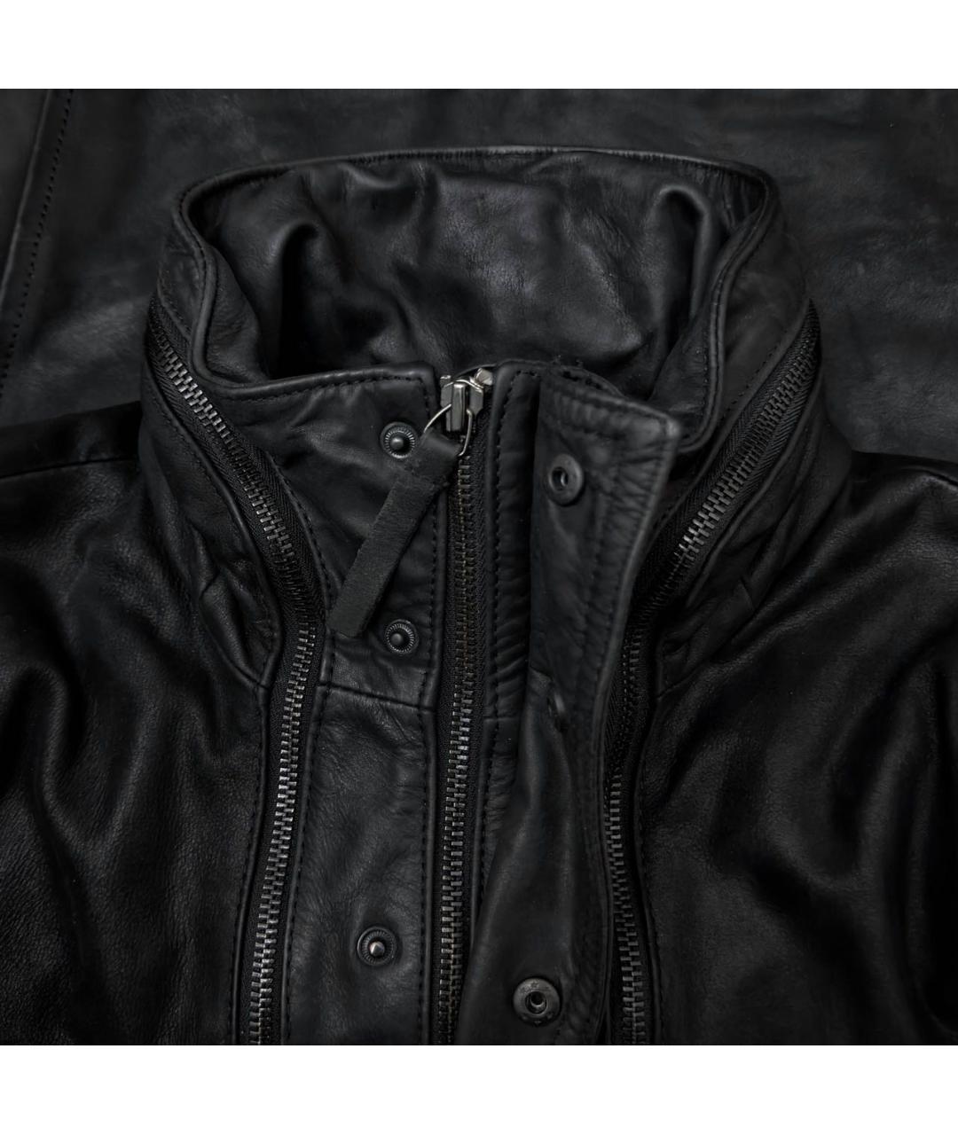 EMPORIO ARMANI Черная кожаная куртка, фото 3