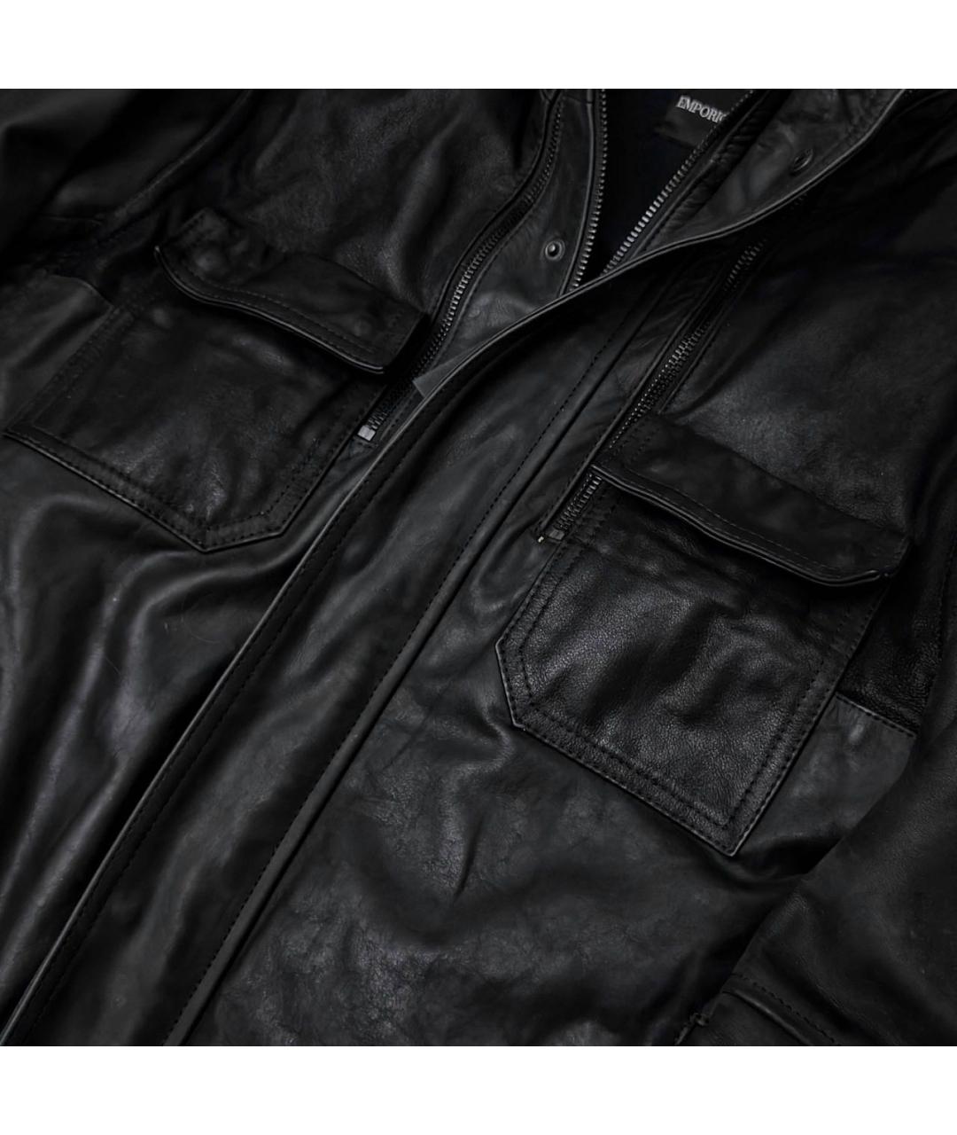 EMPORIO ARMANI Черная кожаная куртка, фото 4