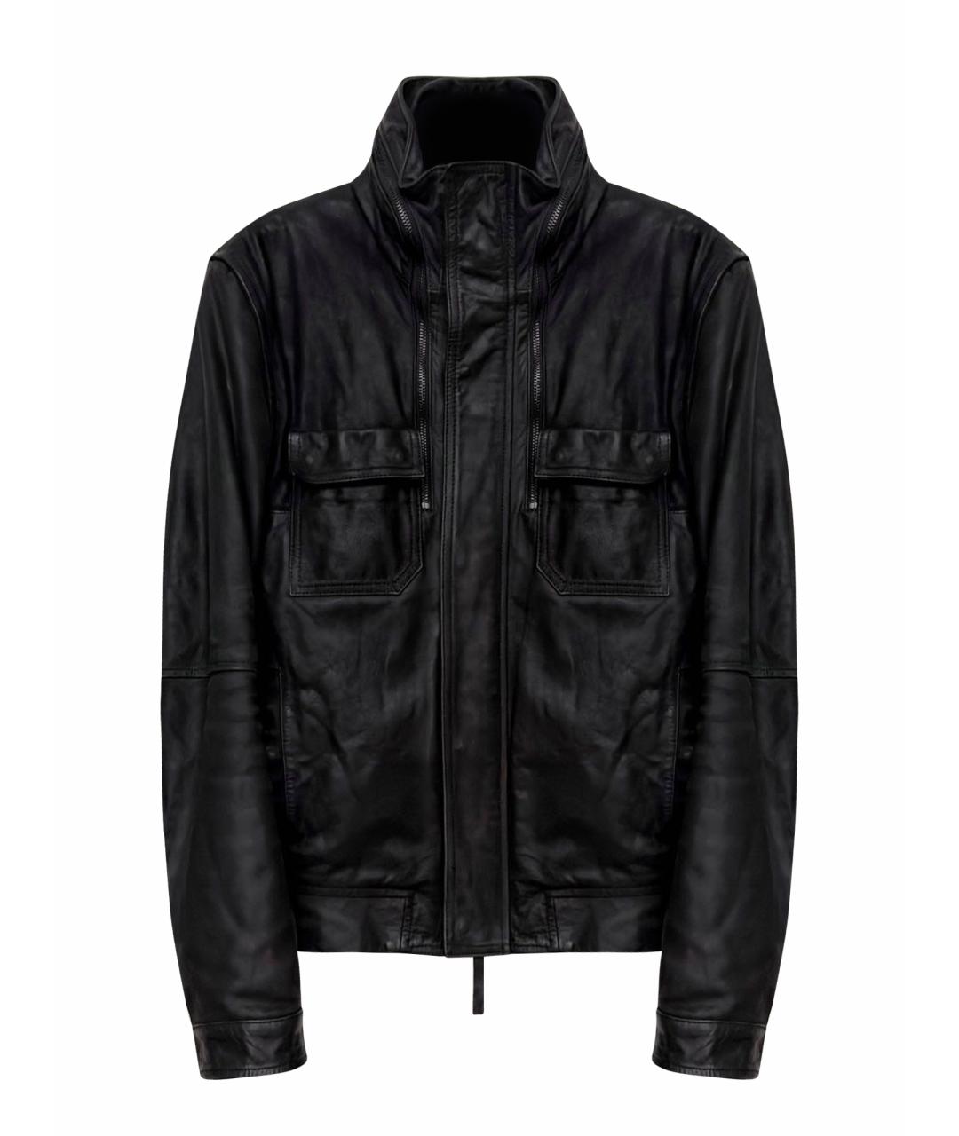 EMPORIO ARMANI Черная кожаная куртка, фото 1