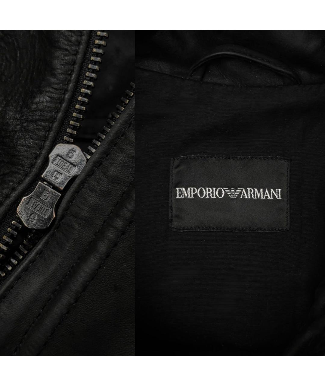 EMPORIO ARMANI Черная кожаная куртка, фото 6