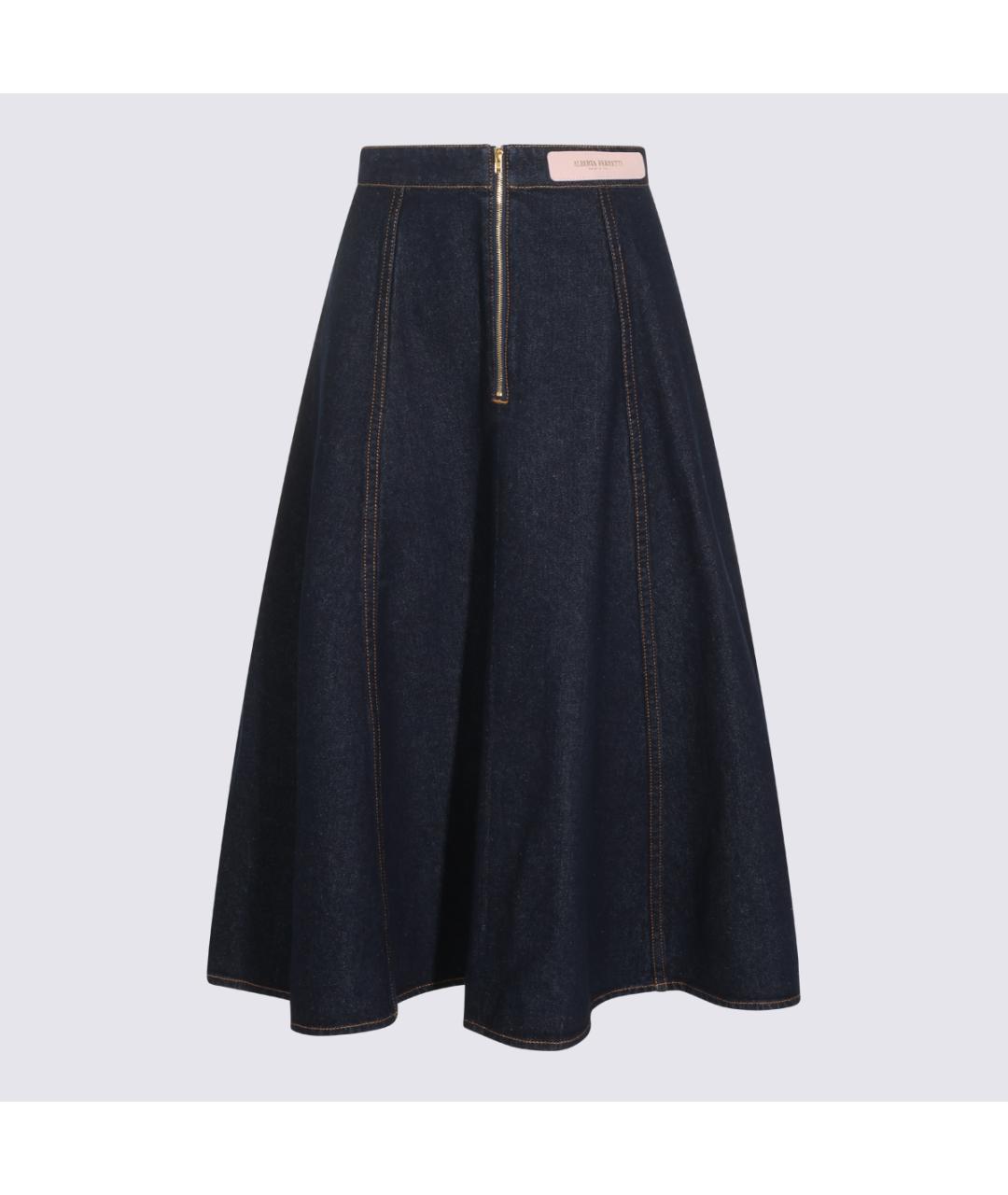 ALBERTA FERRETTI Синяя хлопковая юбка макси, фото 2
