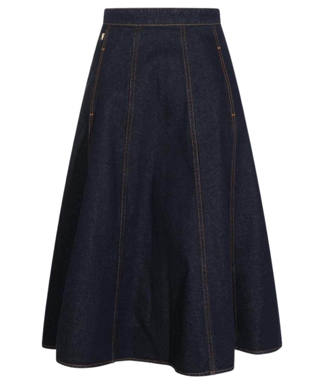ALBERTA FERRETTI Синяя хлопковая юбка макси, фото 1