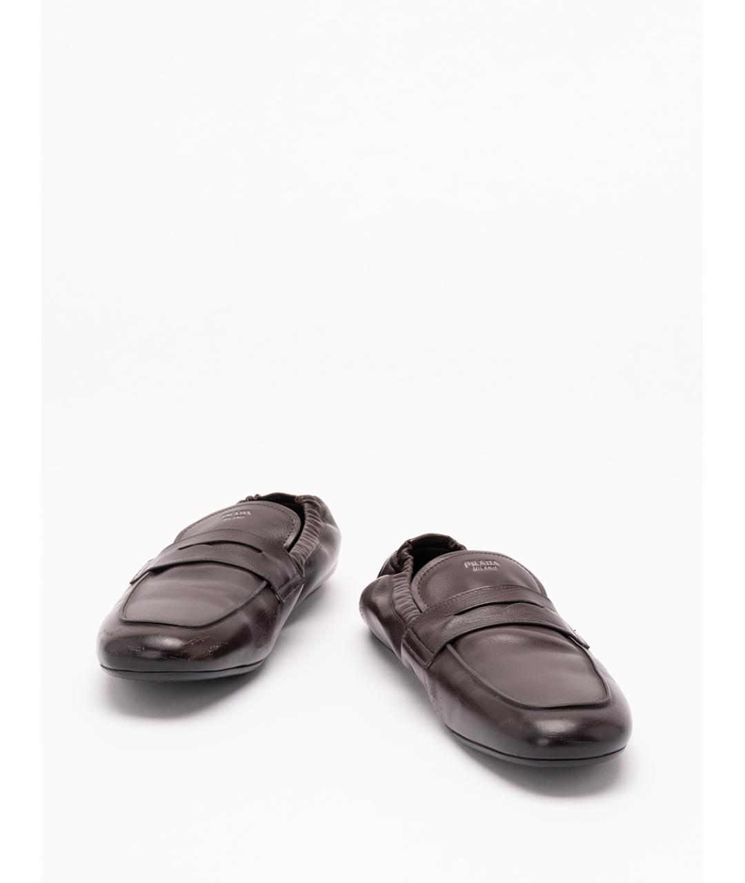PRADA Коричневые кожаные лоферы, фото 2