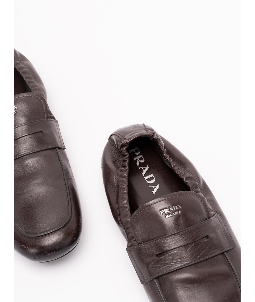 PRADA Коричневые кожаные лоферы, фото 5