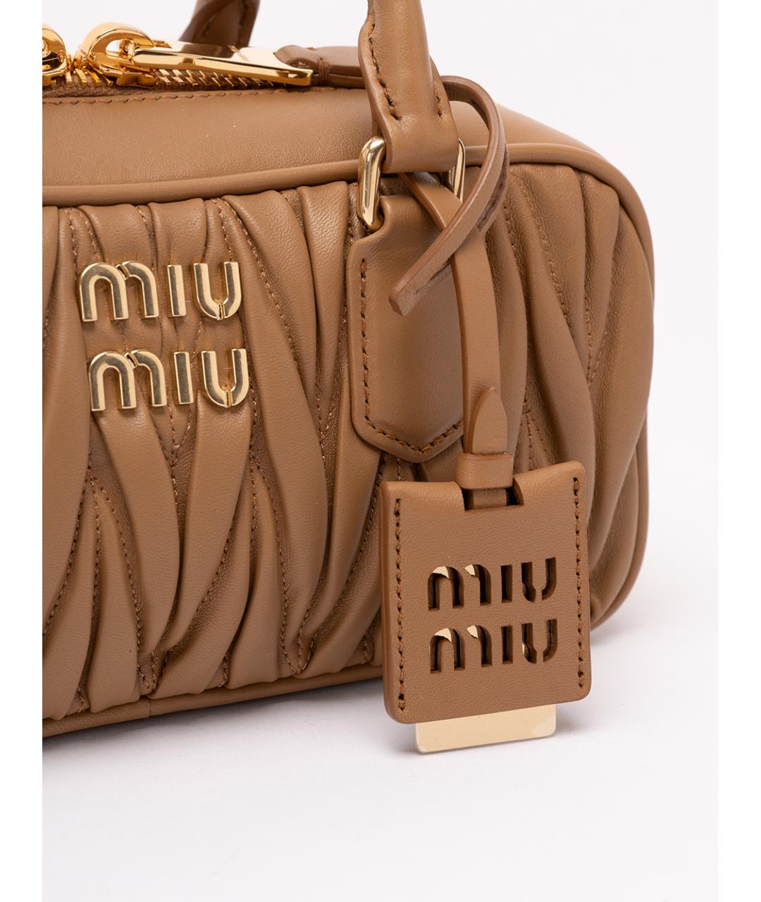 MIU MIU Коричневая кожаная сумка тоут, фото 5