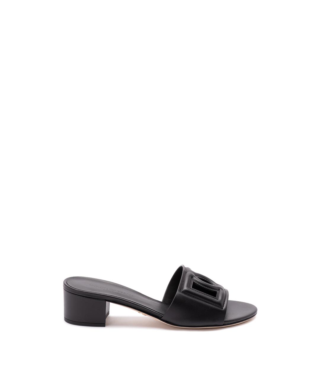 DOLCE&GABBANA Черные кожаные мюли, фото 1