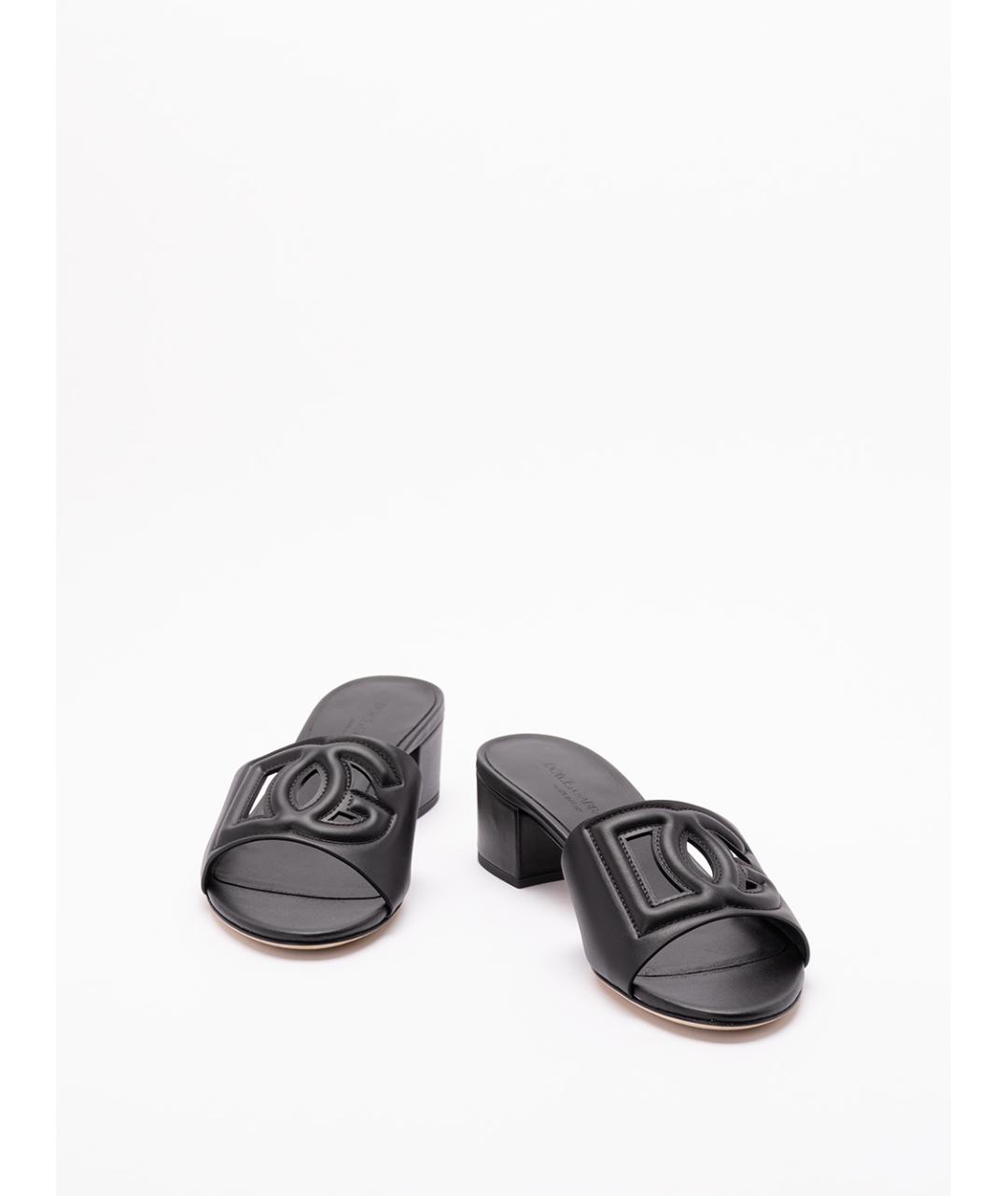 DOLCE&GABBANA Черные кожаные мюли, фото 2