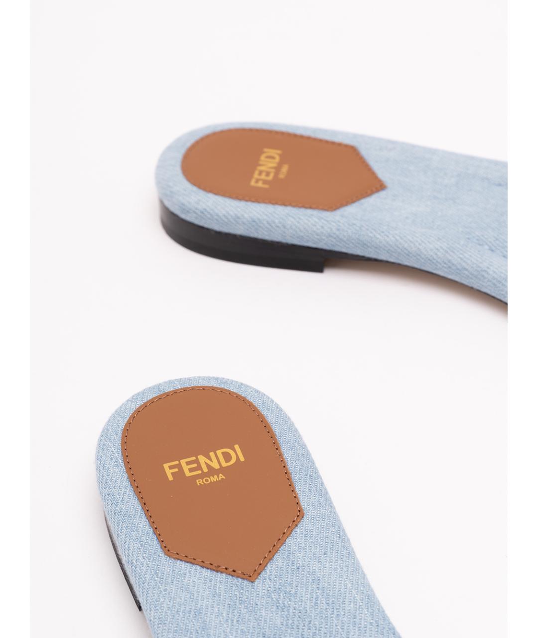 FENDI Голубые синтетические сандалии, фото 6