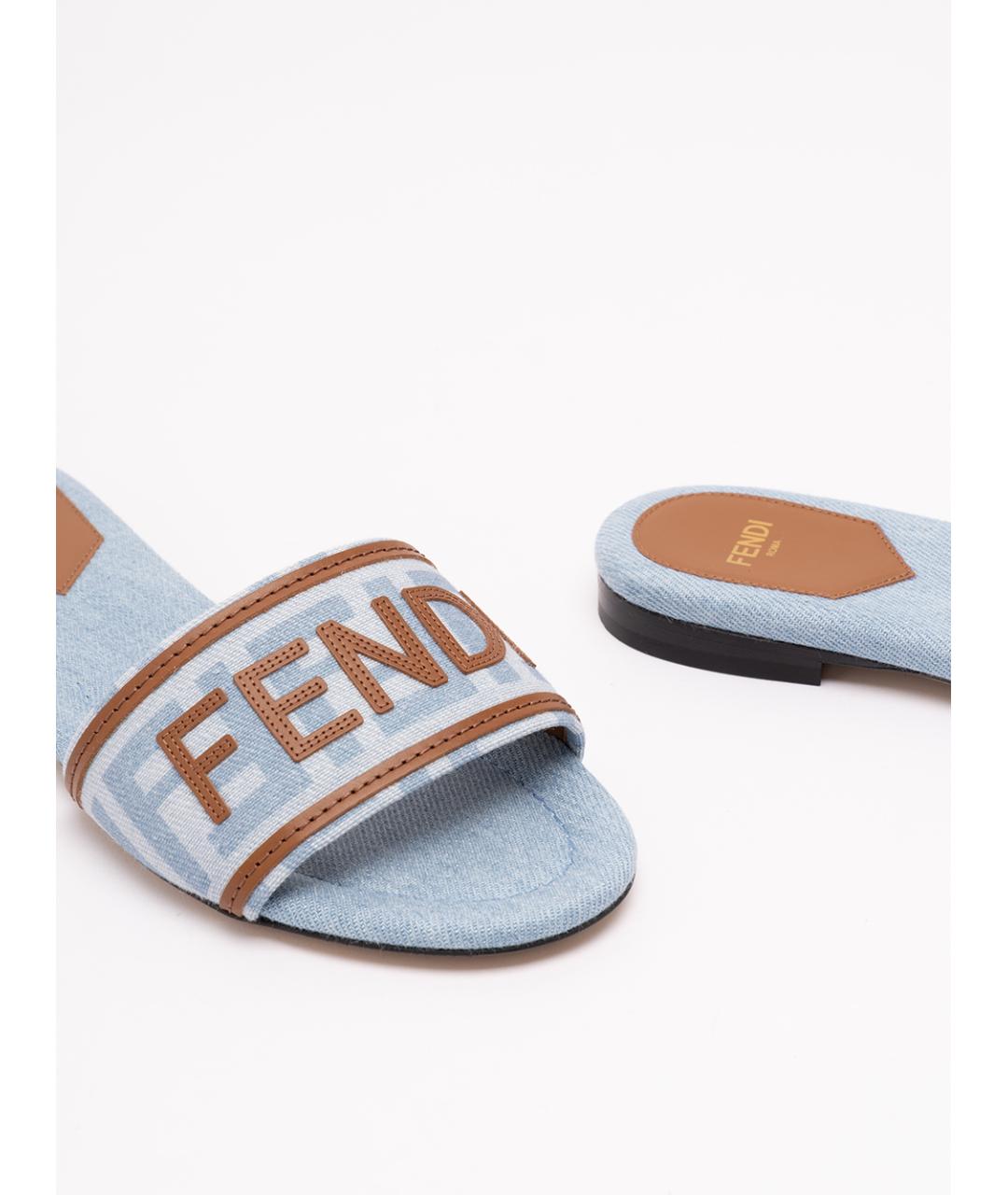 FENDI Голубые синтетические сандалии, фото 5