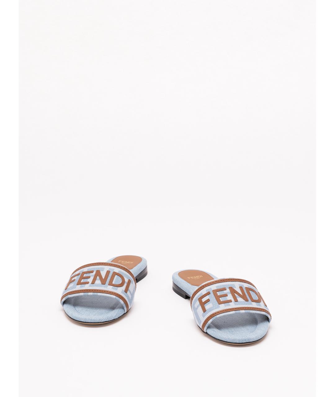 FENDI Голубые синтетические сандалии, фото 2