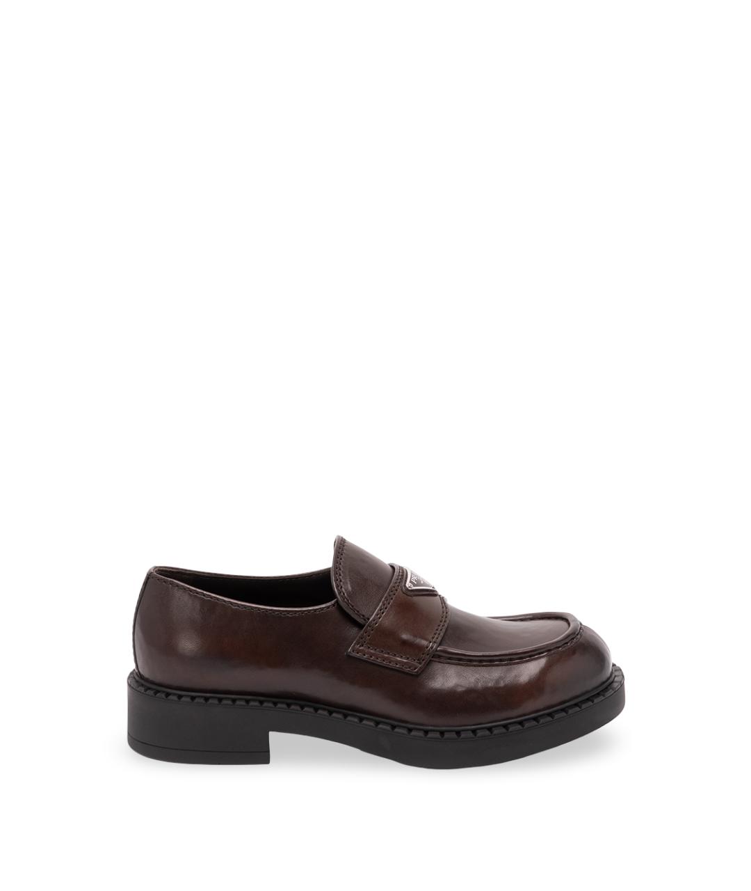 PRADA Коричневые кожаные лоферы, фото 1