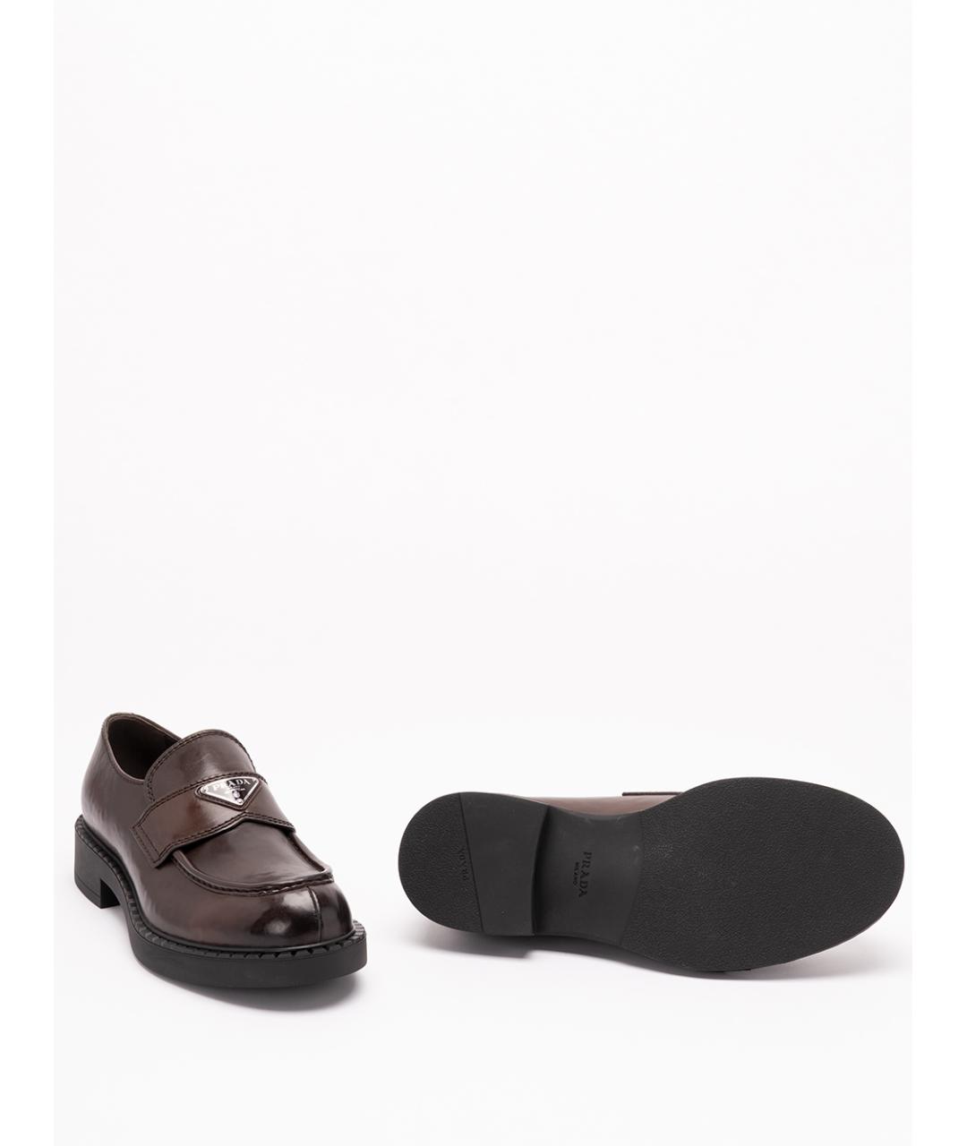 PRADA Коричневые кожаные лоферы, фото 4