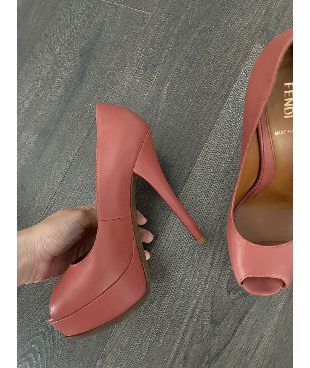FENDI Розовые кожаные туфли, фото 6