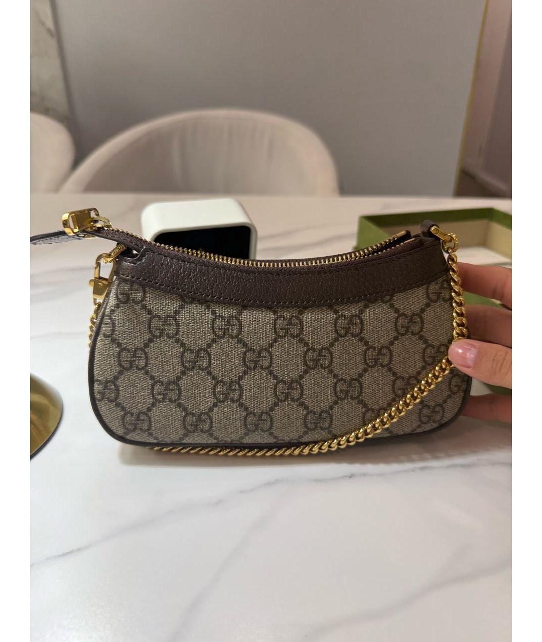GUCCI Коричневая кожаная сумка с короткими ручками, фото 3