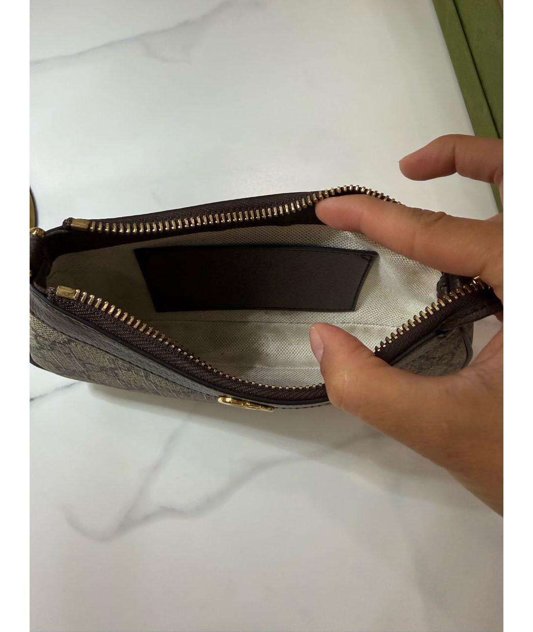 GUCCI Коричневая кожаная сумка с короткими ручками, фото 4