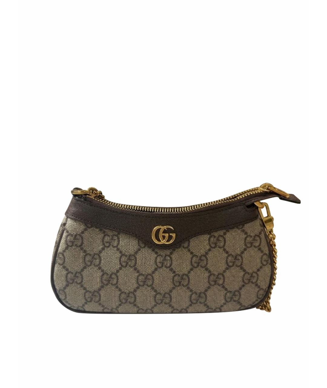 GUCCI Коричневая кожаная сумка с короткими ручками, фото 1