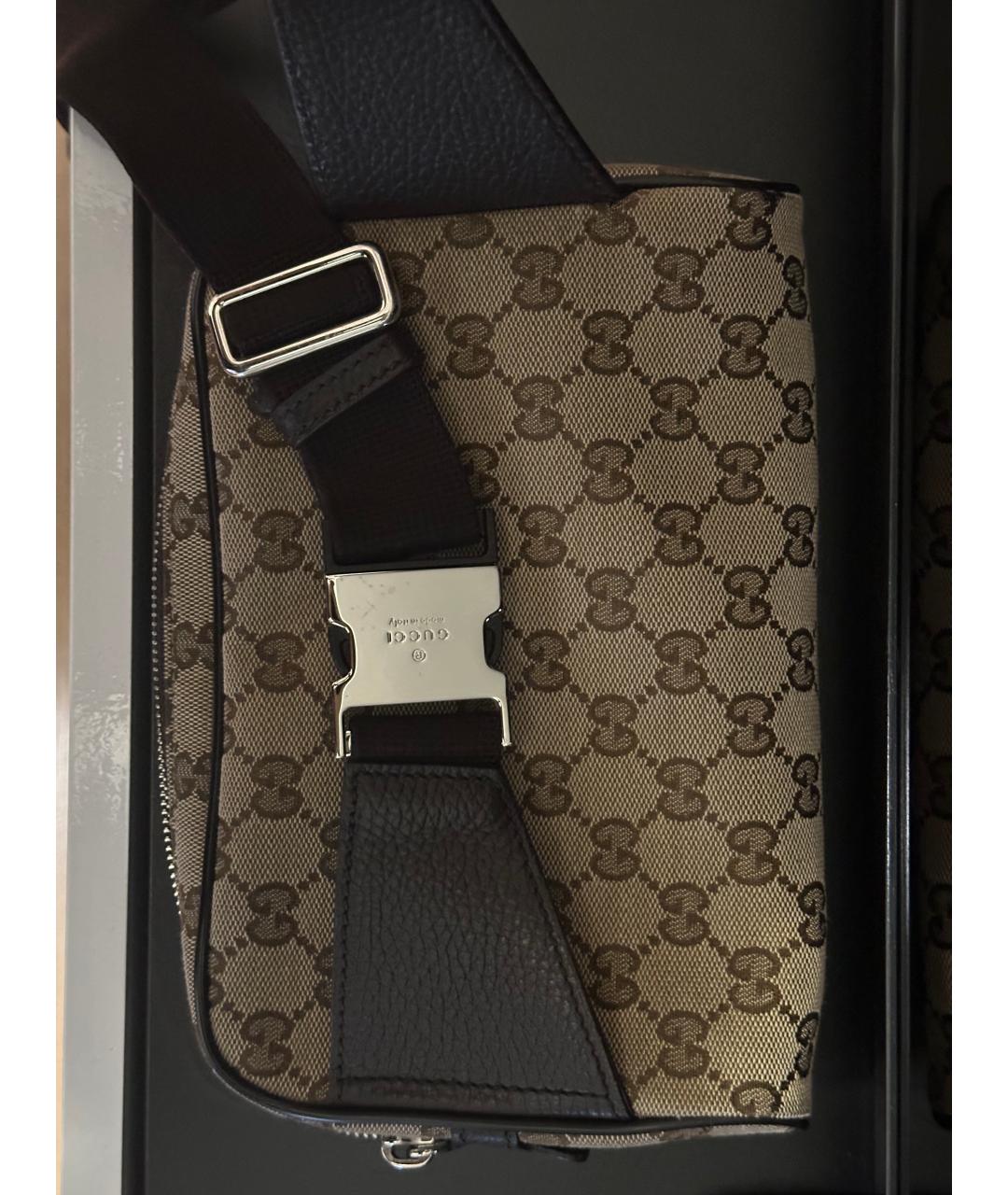 GUCCI Бежевая тканевая поясная сумка, фото 3