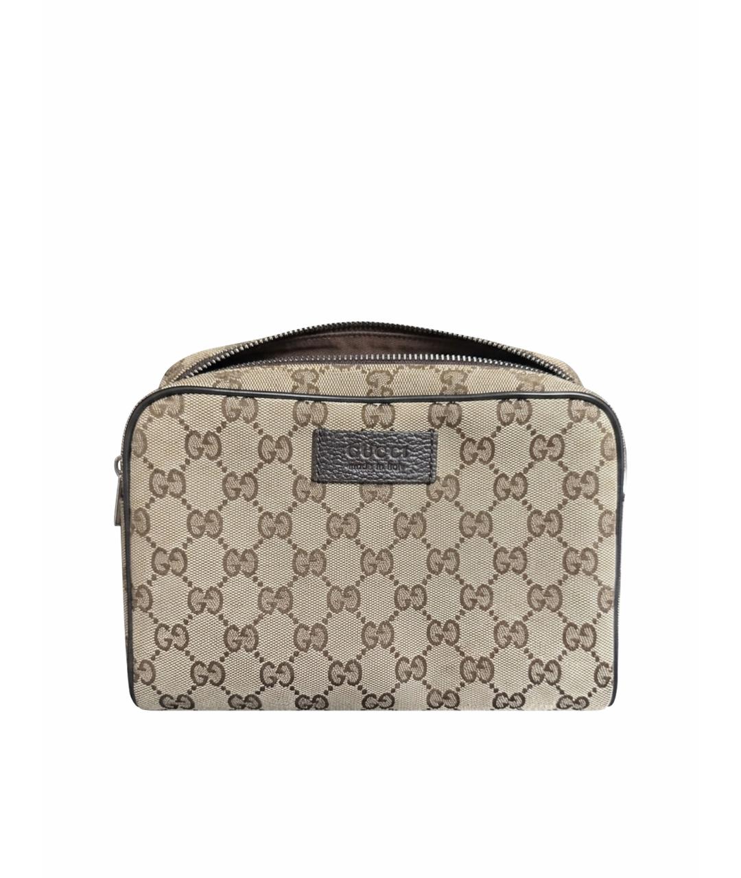 GUCCI Бежевая тканевая поясная сумка, фото 1