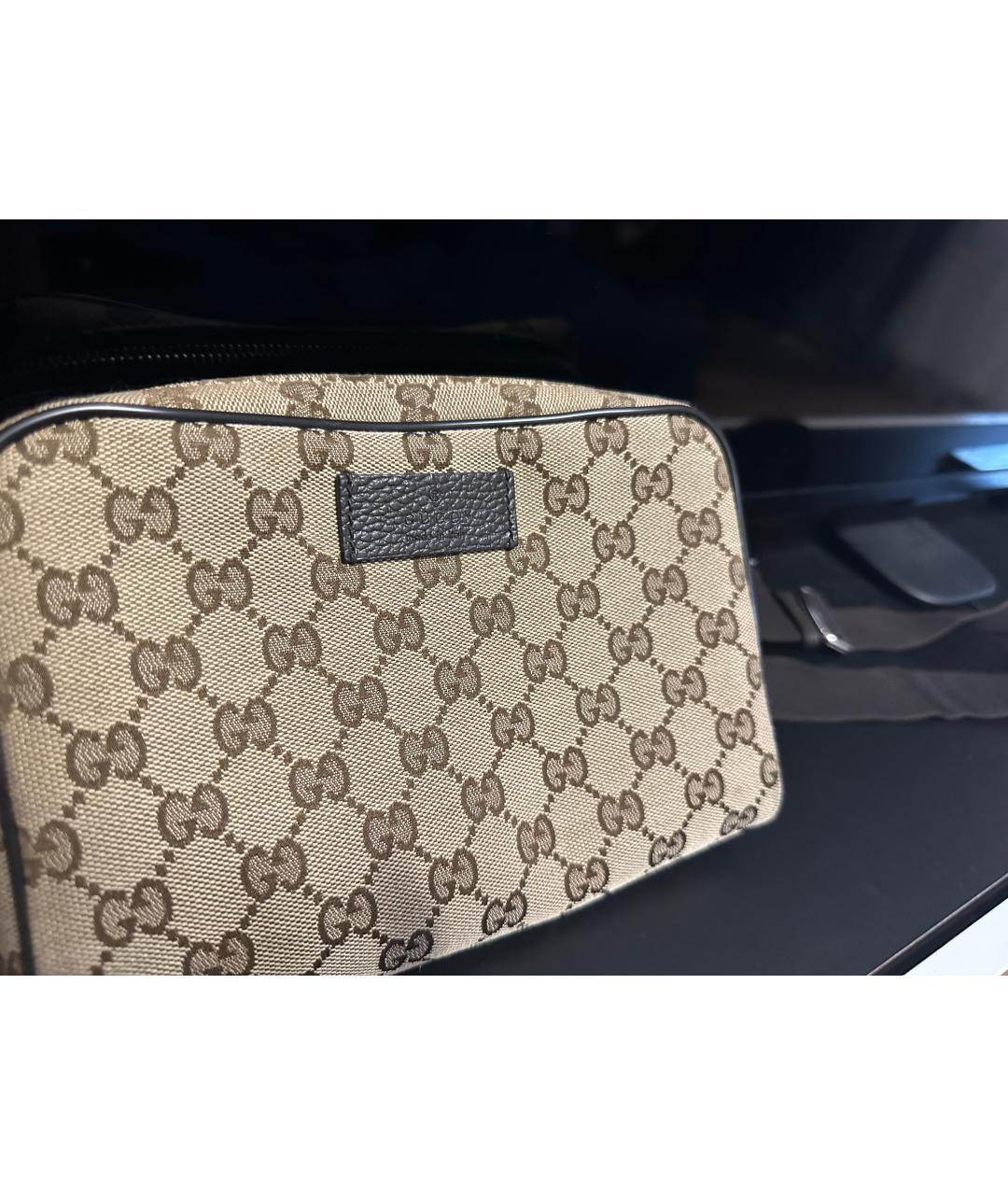 GUCCI Бежевая тканевая поясная сумка, фото 4