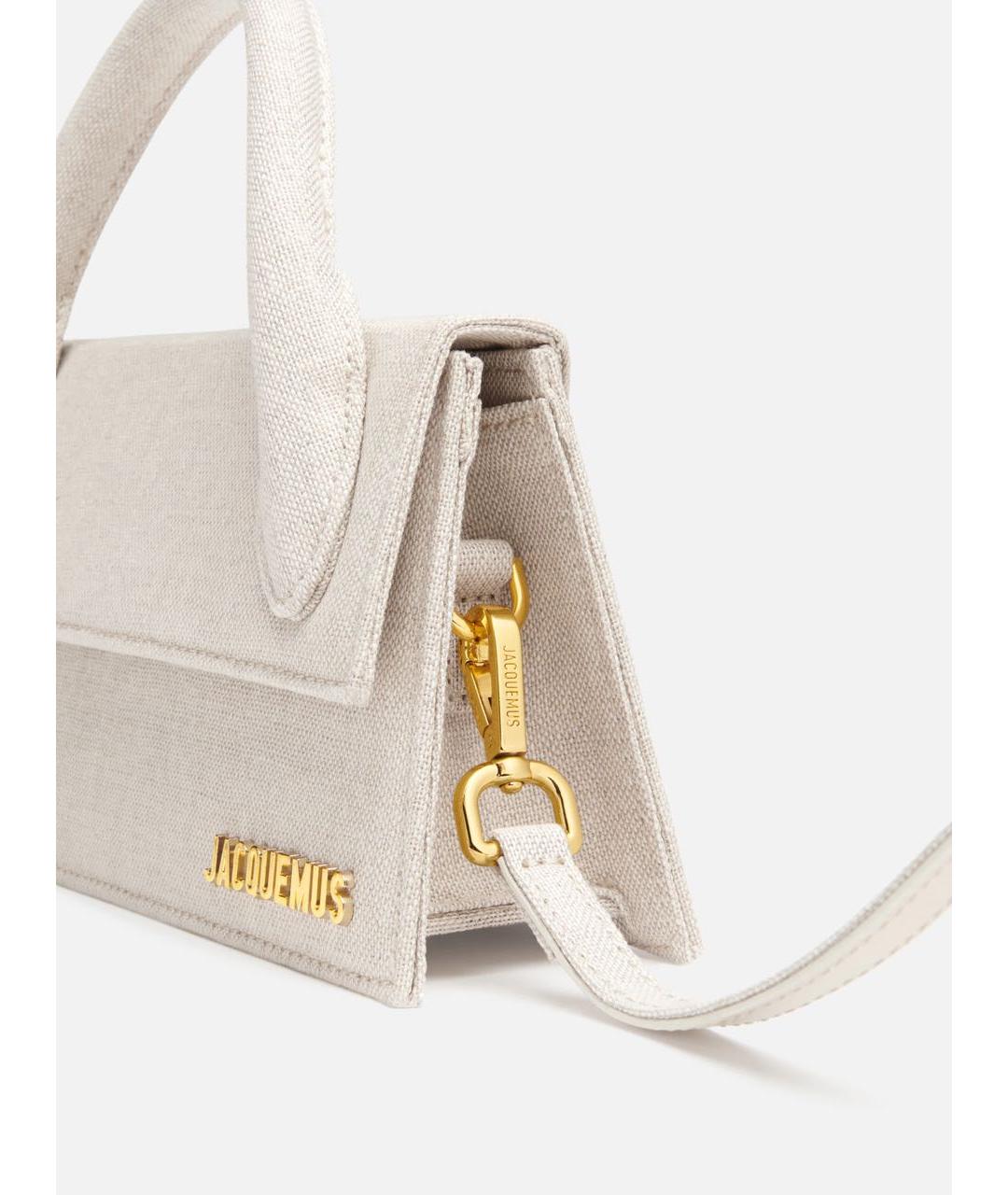 JACQUEMUS Серая льняная сумка с короткими ручками, фото 4