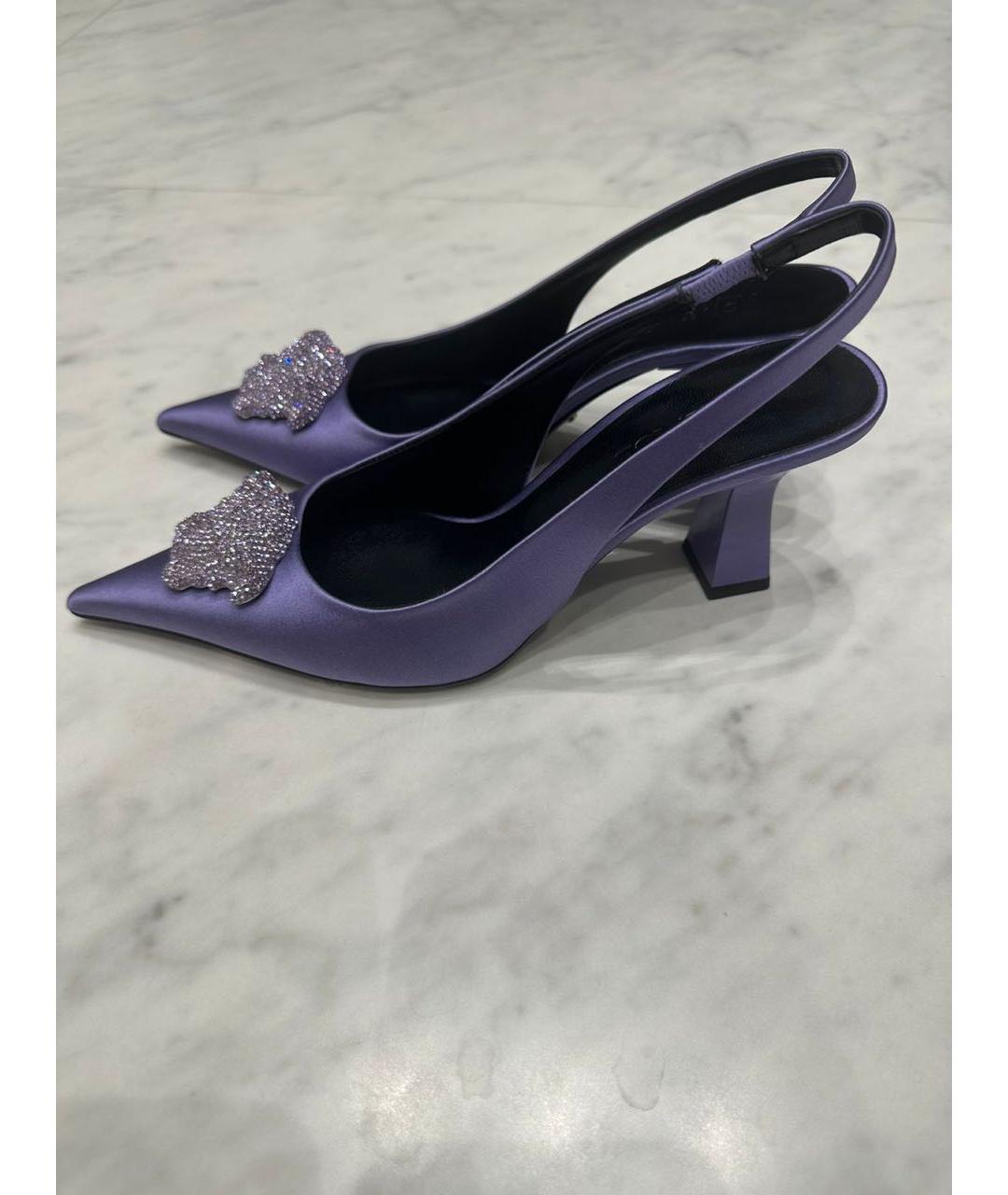 VERSACE Фиолетовые текстильные босоножки, фото 6