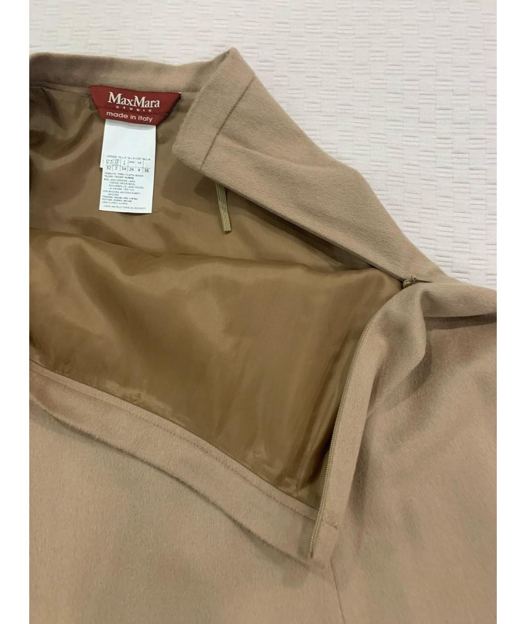 MAX MARA STUDIO Бежевая шерстяная юбка миди, фото 4