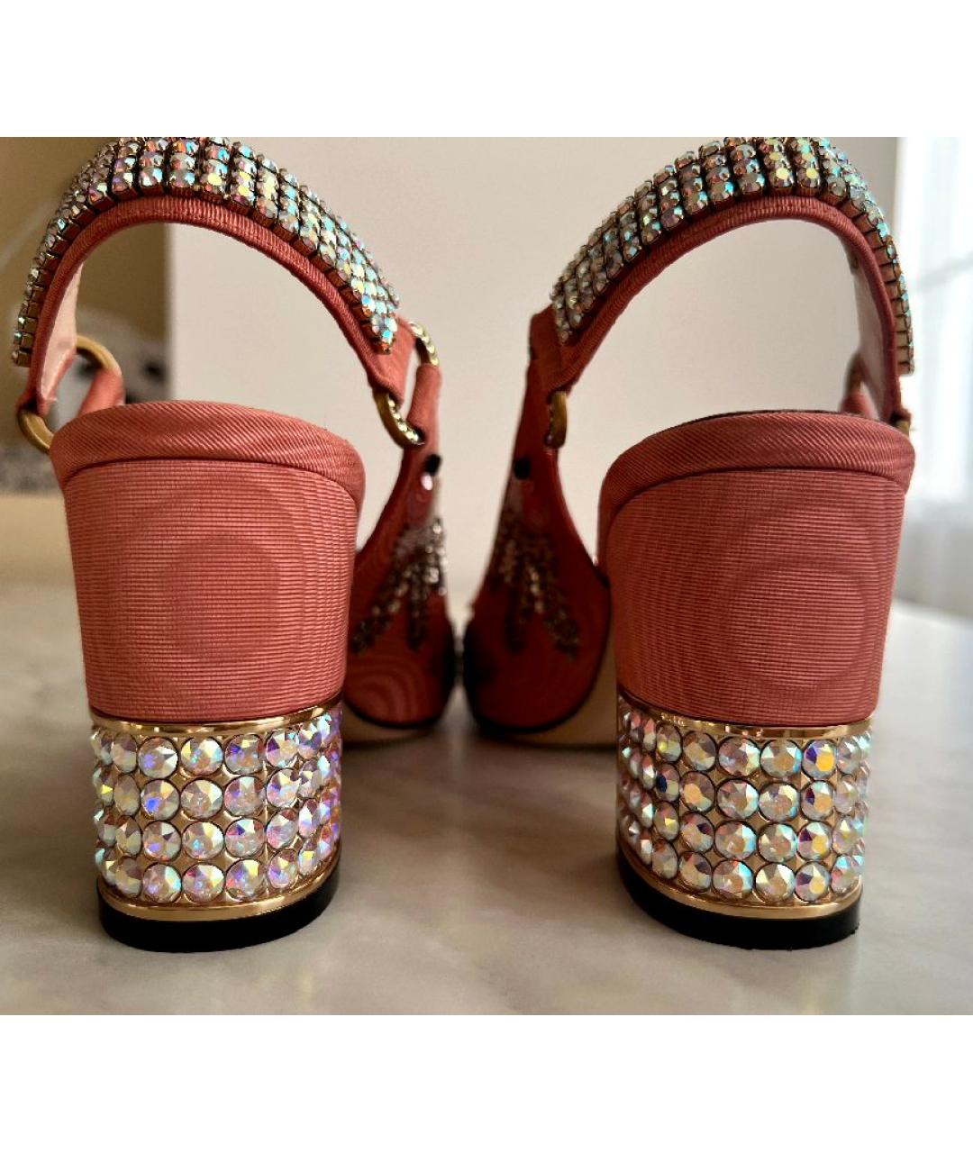 GUCCI Розовые текстильные туфли, фото 4