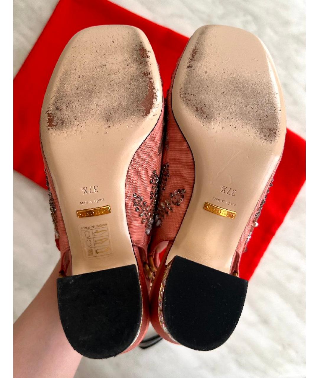 GUCCI Розовые текстильные туфли, фото 6