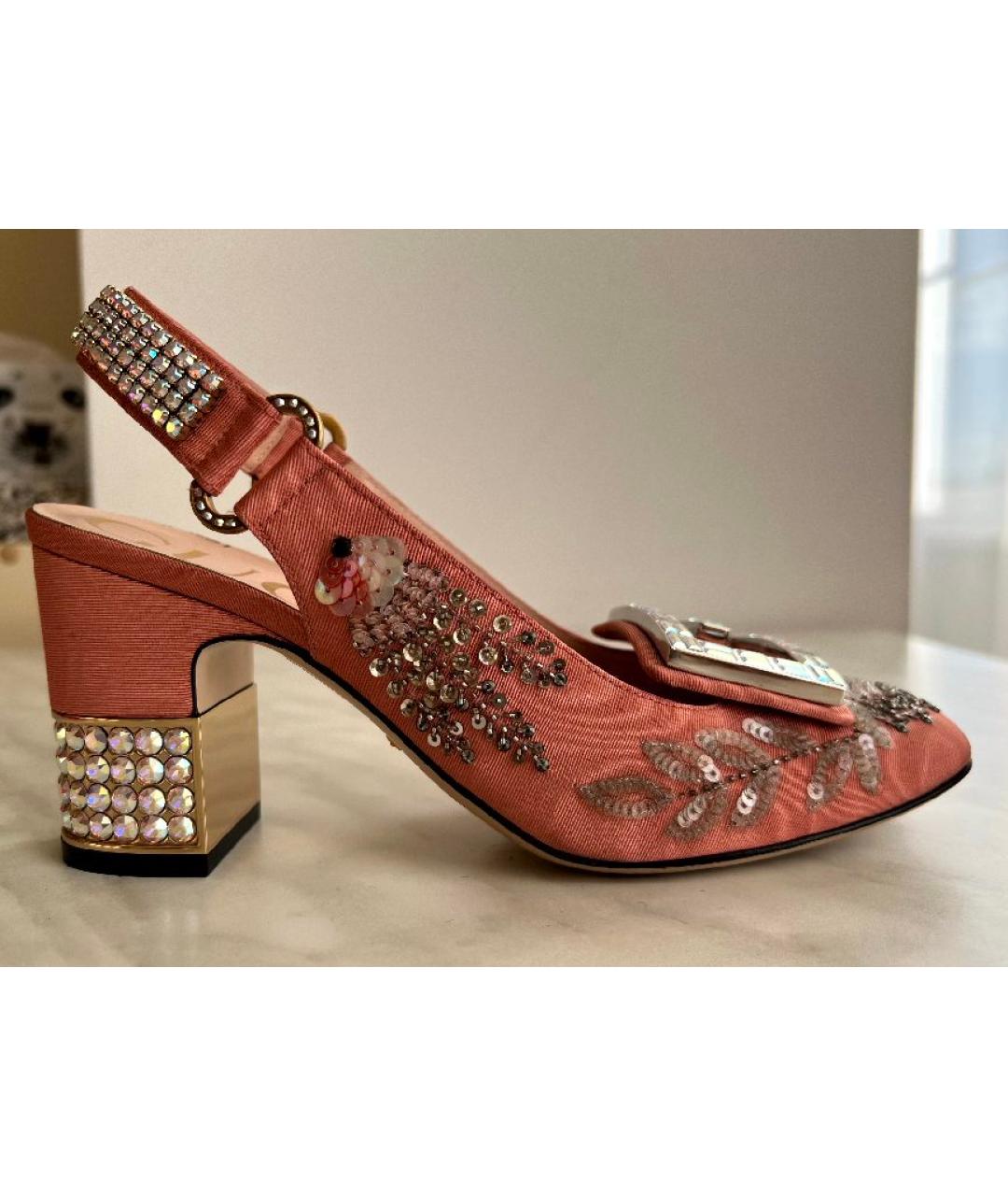 GUCCI Розовые текстильные туфли, фото 7