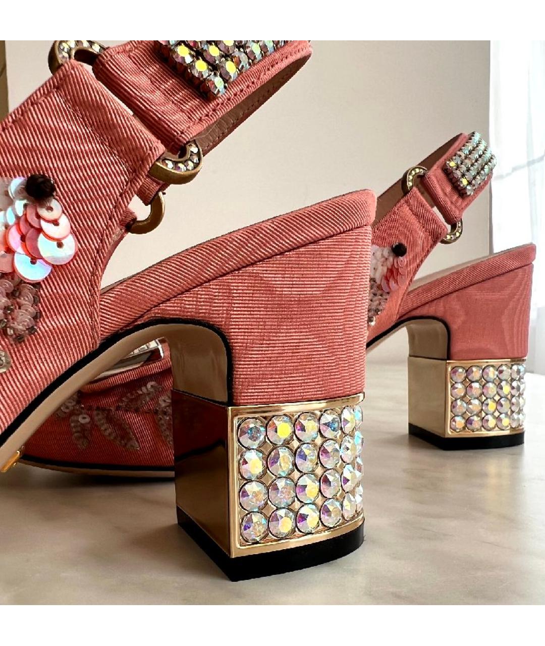 GUCCI Розовые текстильные туфли, фото 5