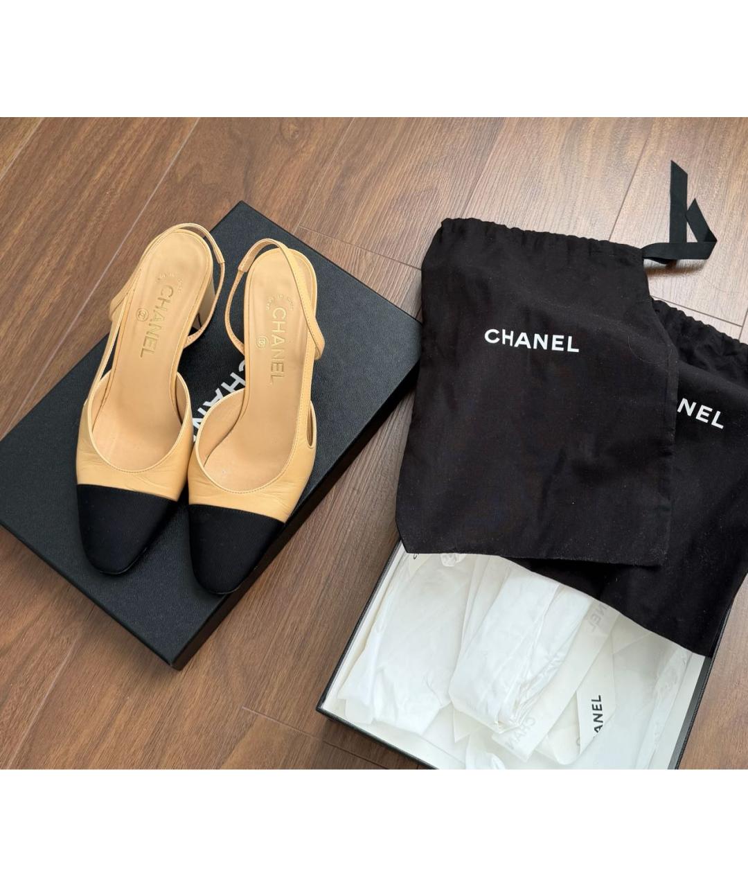 CHANEL Бежевые кожаные туфли, фото 3