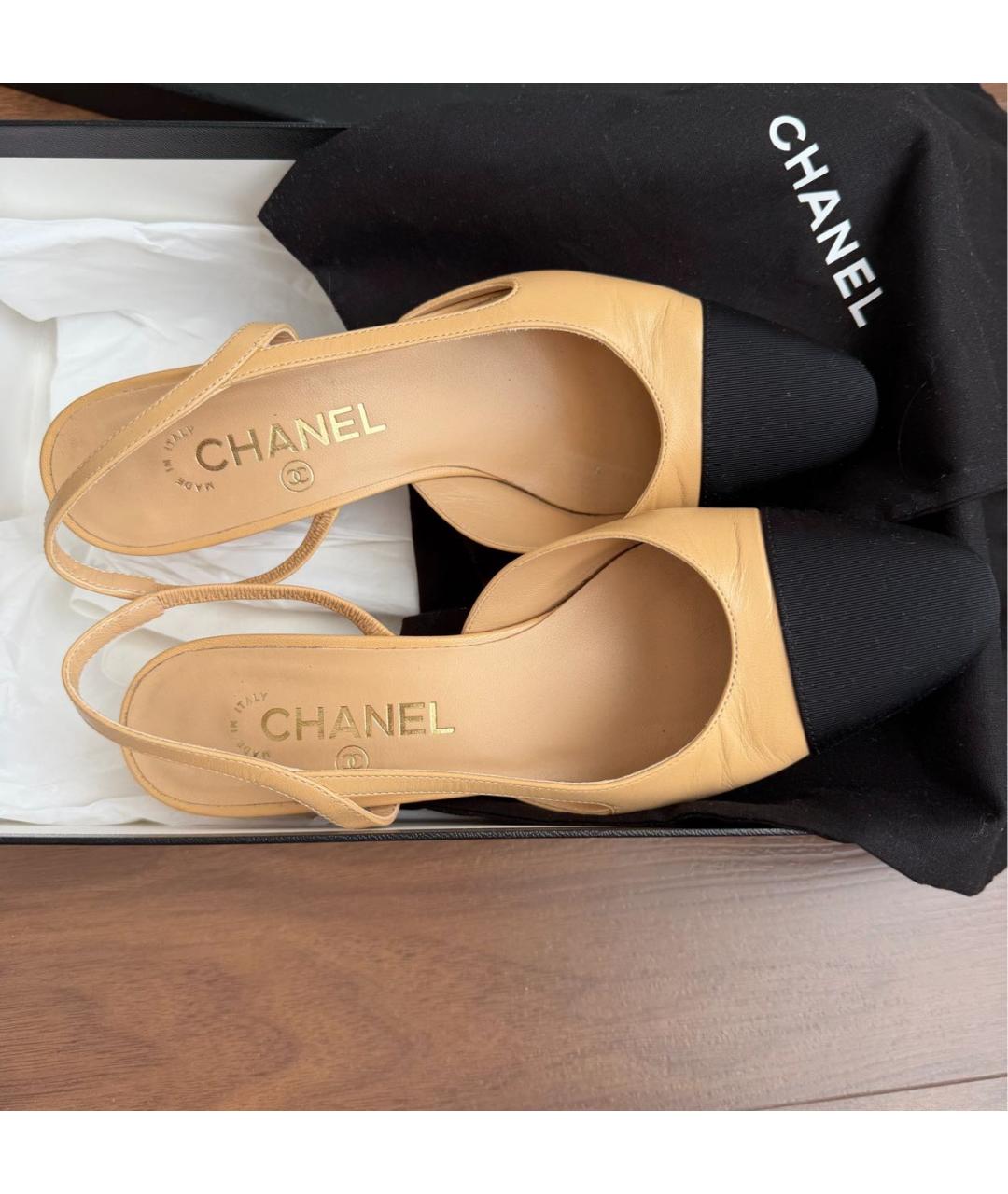 CHANEL Бежевые кожаные туфли, фото 6