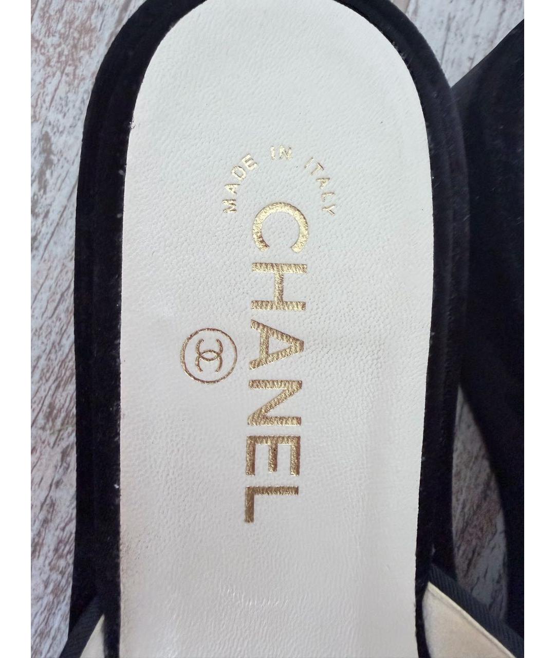 CHANEL Черные бархатные сабо, фото 6