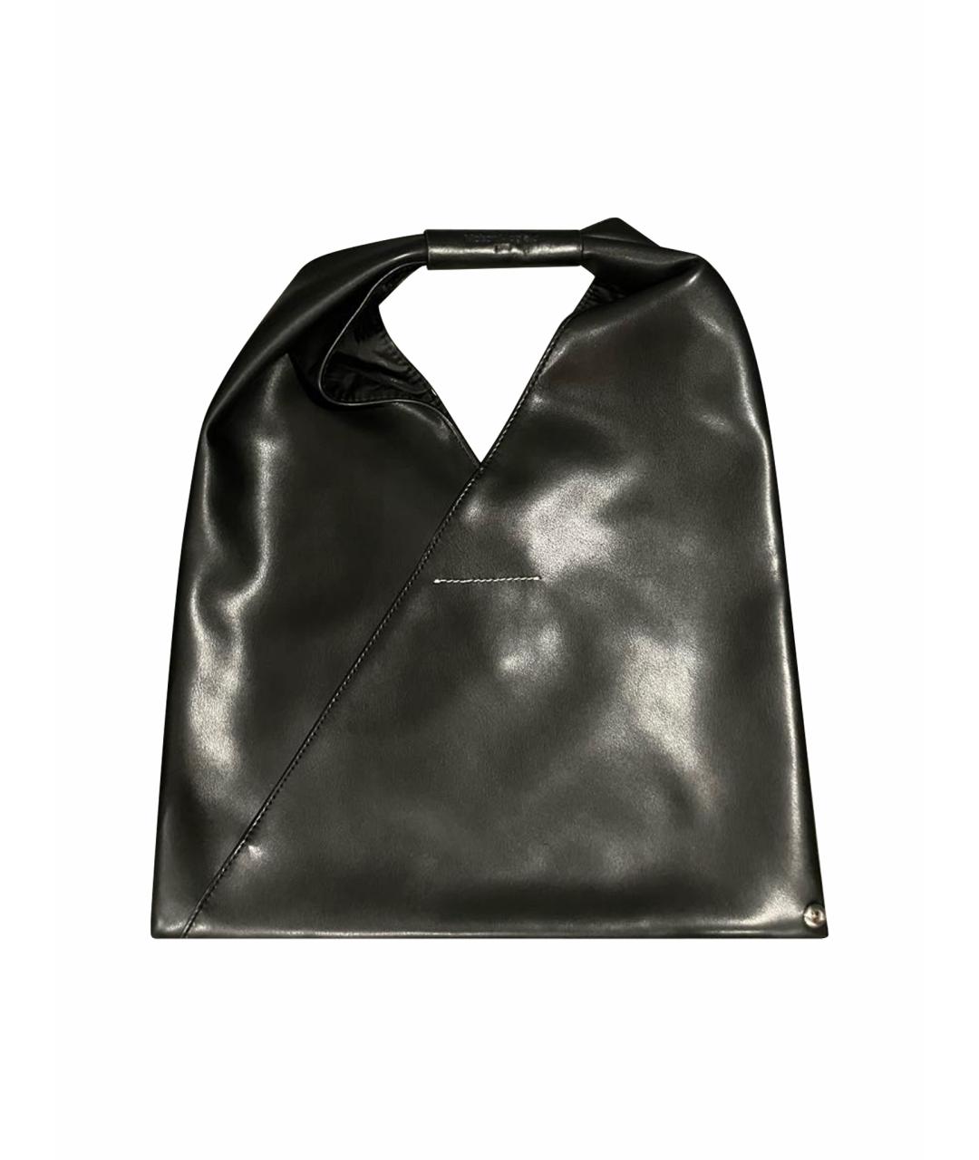 MM6 MAISON MARGIELA Черная кожаная сумка тоут, фото 1