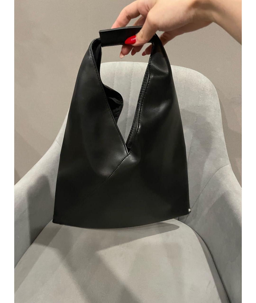 MM6 MAISON MARGIELA Черная кожаная сумка тоут, фото 2