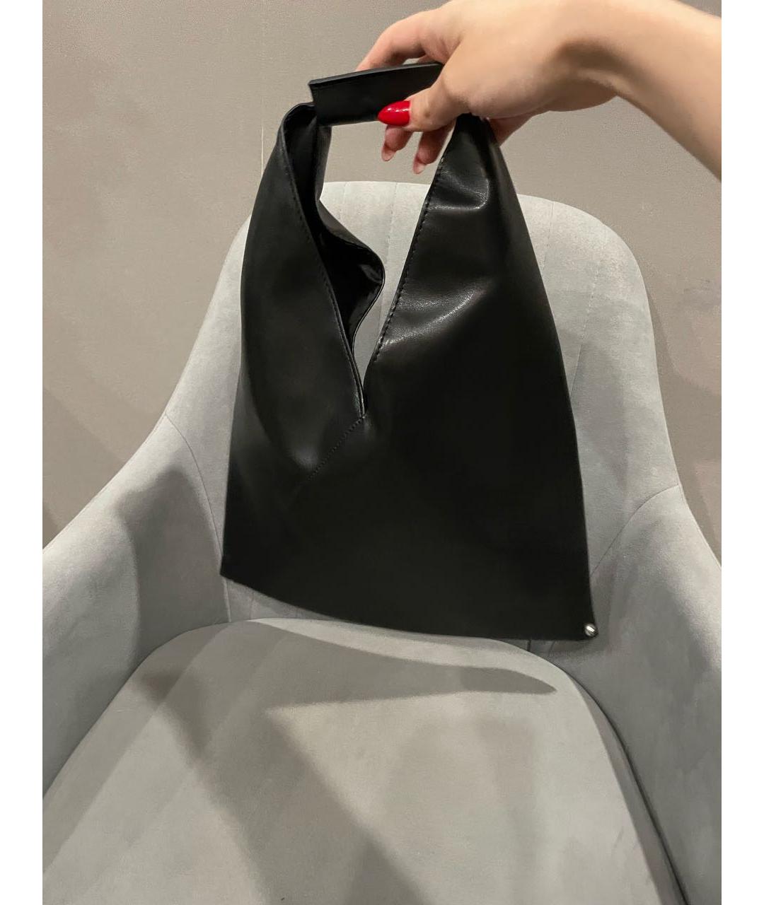 MM6 MAISON MARGIELA Черная кожаная сумка тоут, фото 3